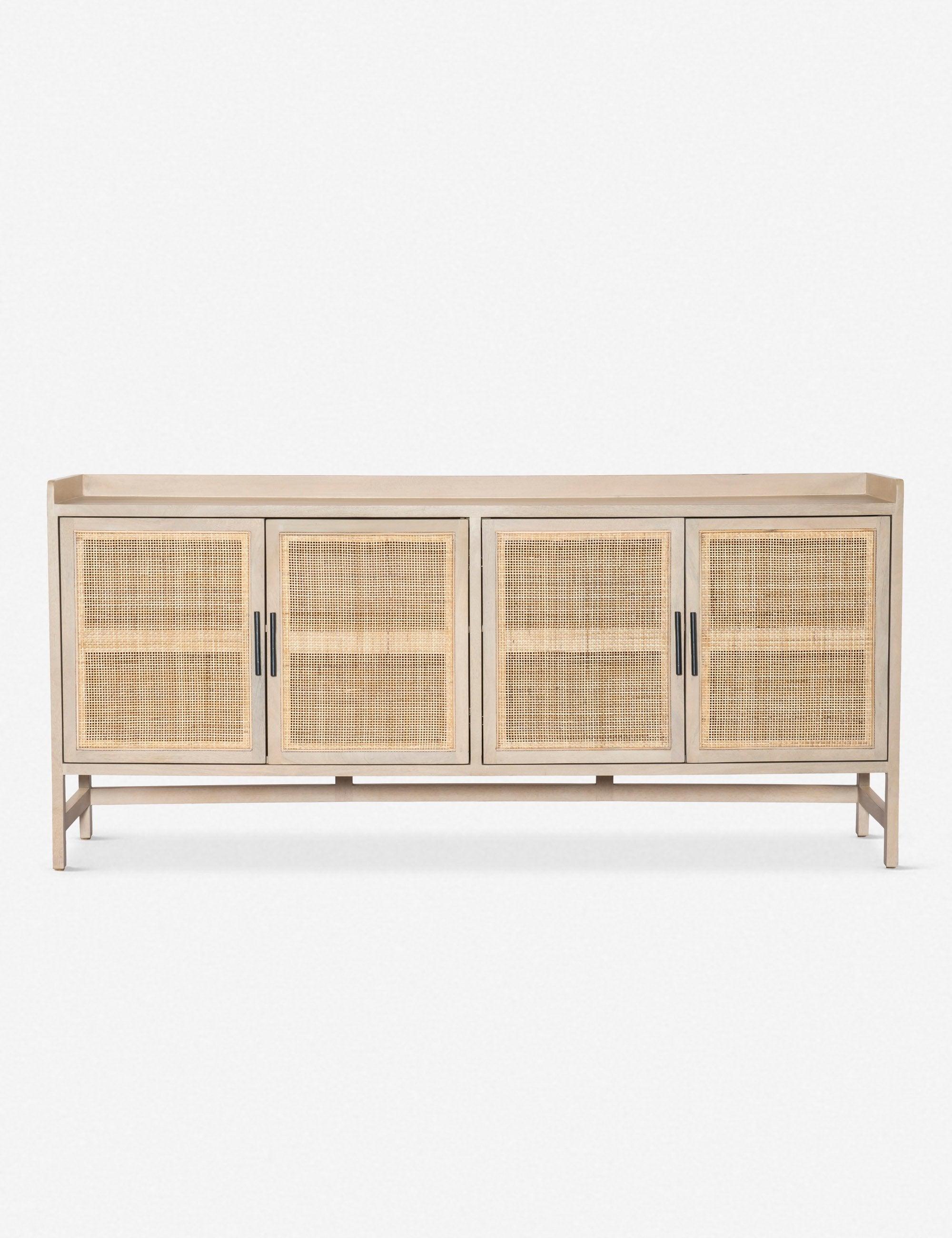 Caprice Contemporary 72'' Brown Mango Wood Sideboard with Woven Cane Doors