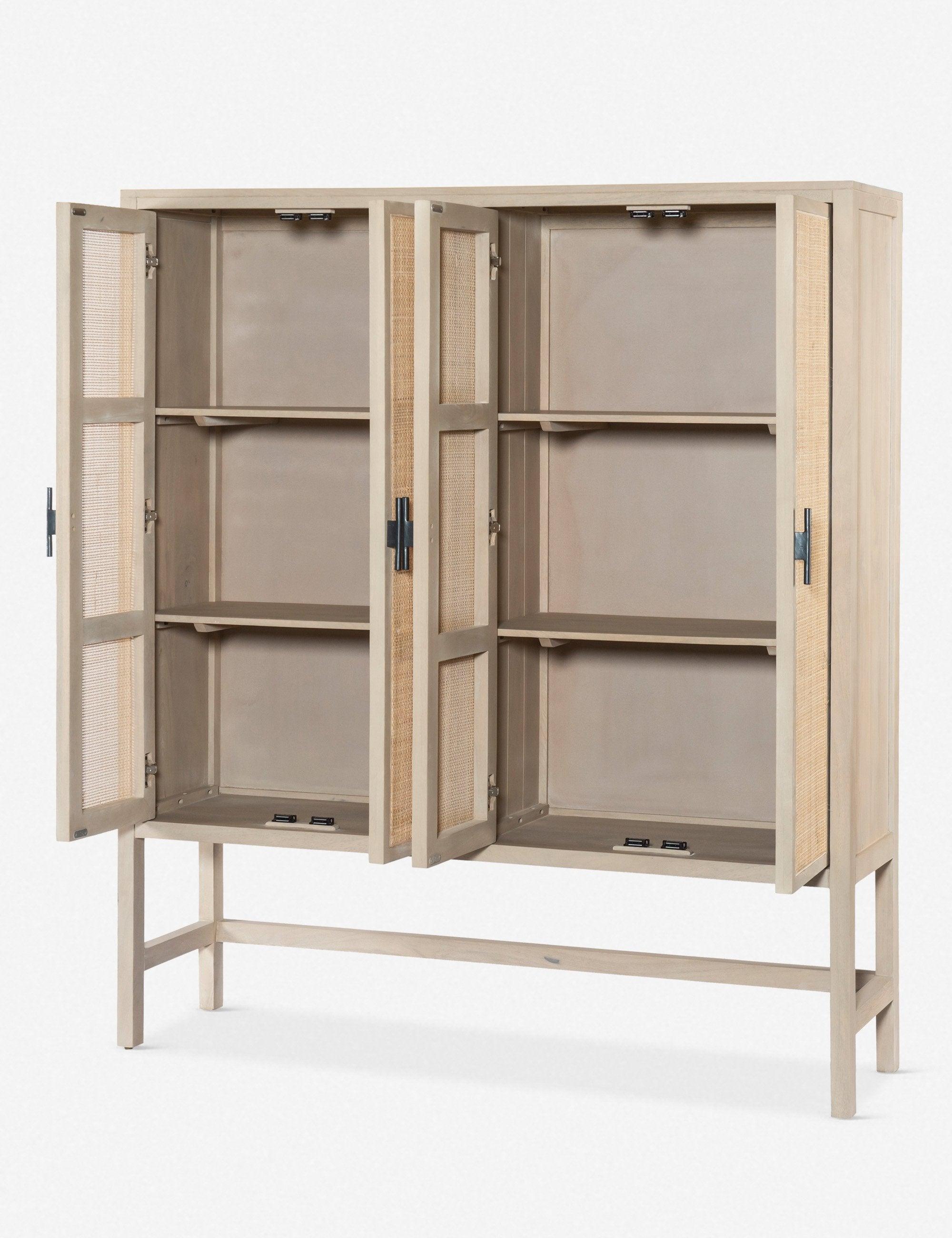 Contemporary Caprice Natural Mango and Cane Office Cabinet