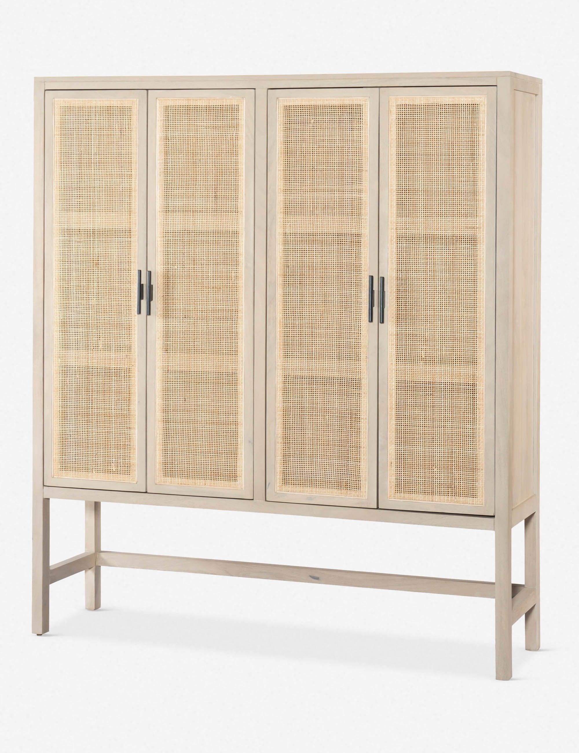 Contemporary Caprice Natural Mango and Cane Office Cabinet