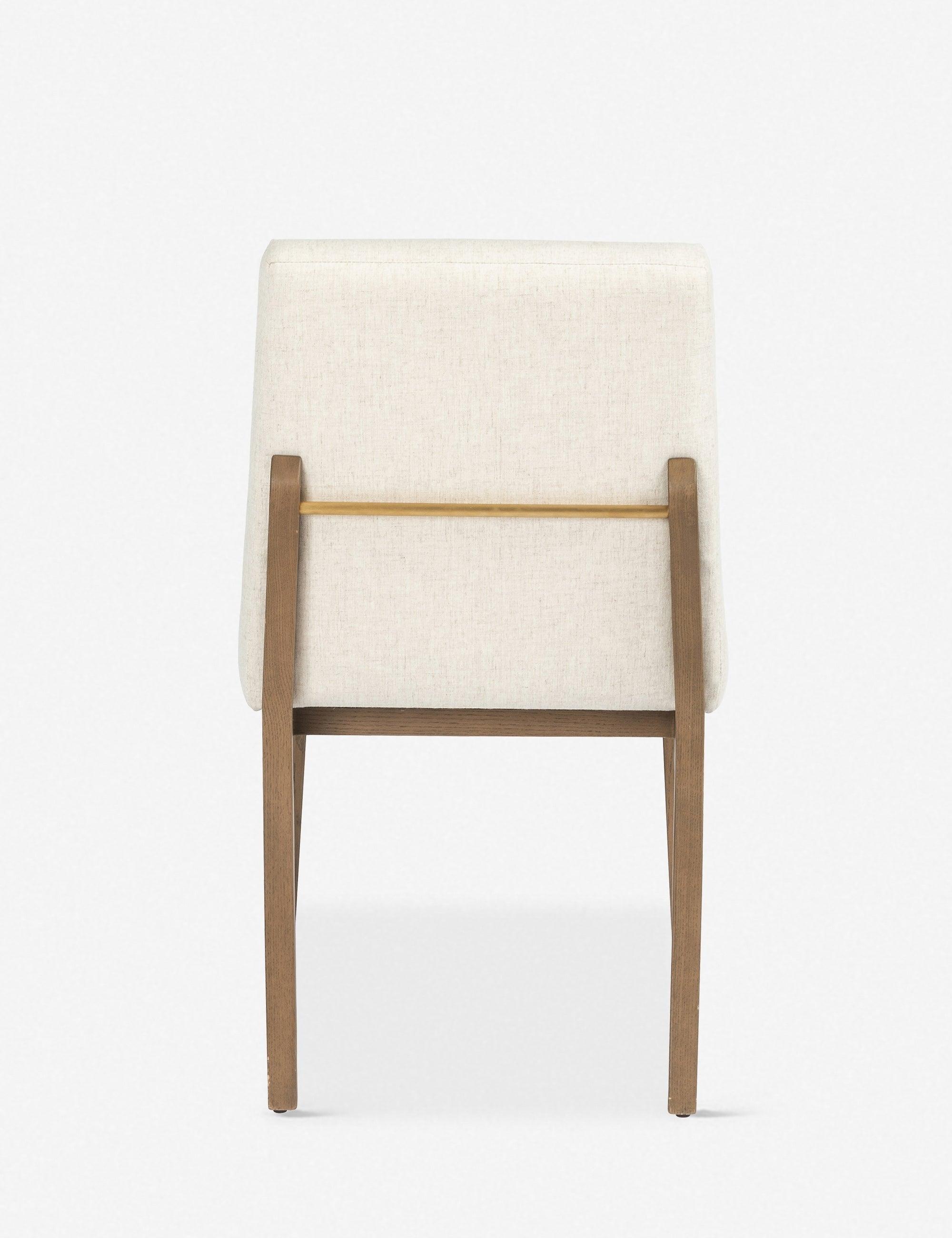 Cream Linen and Honey Wood Contemporary Side Chair