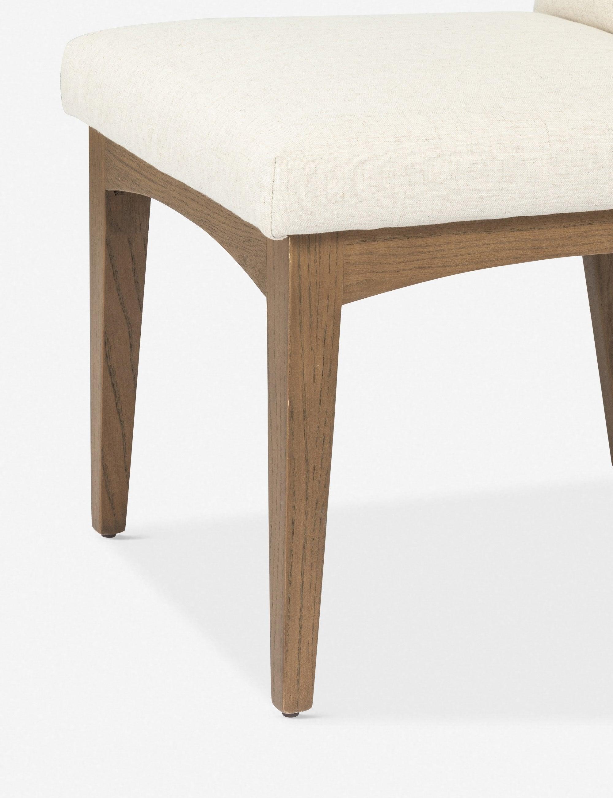 Cream Linen and Honey Wood Contemporary Side Chair