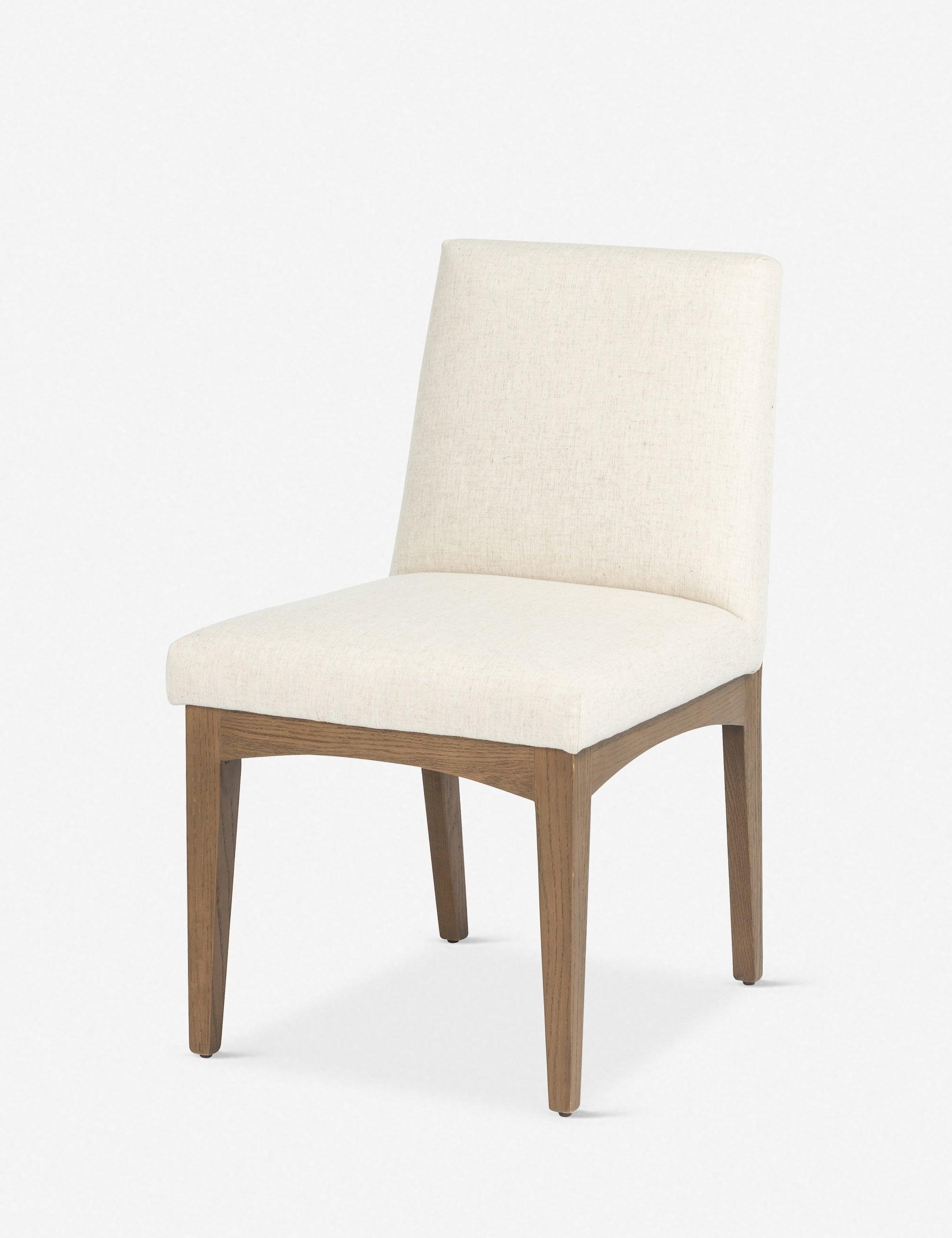 Cream Linen and Honey Wood Contemporary Side Chair