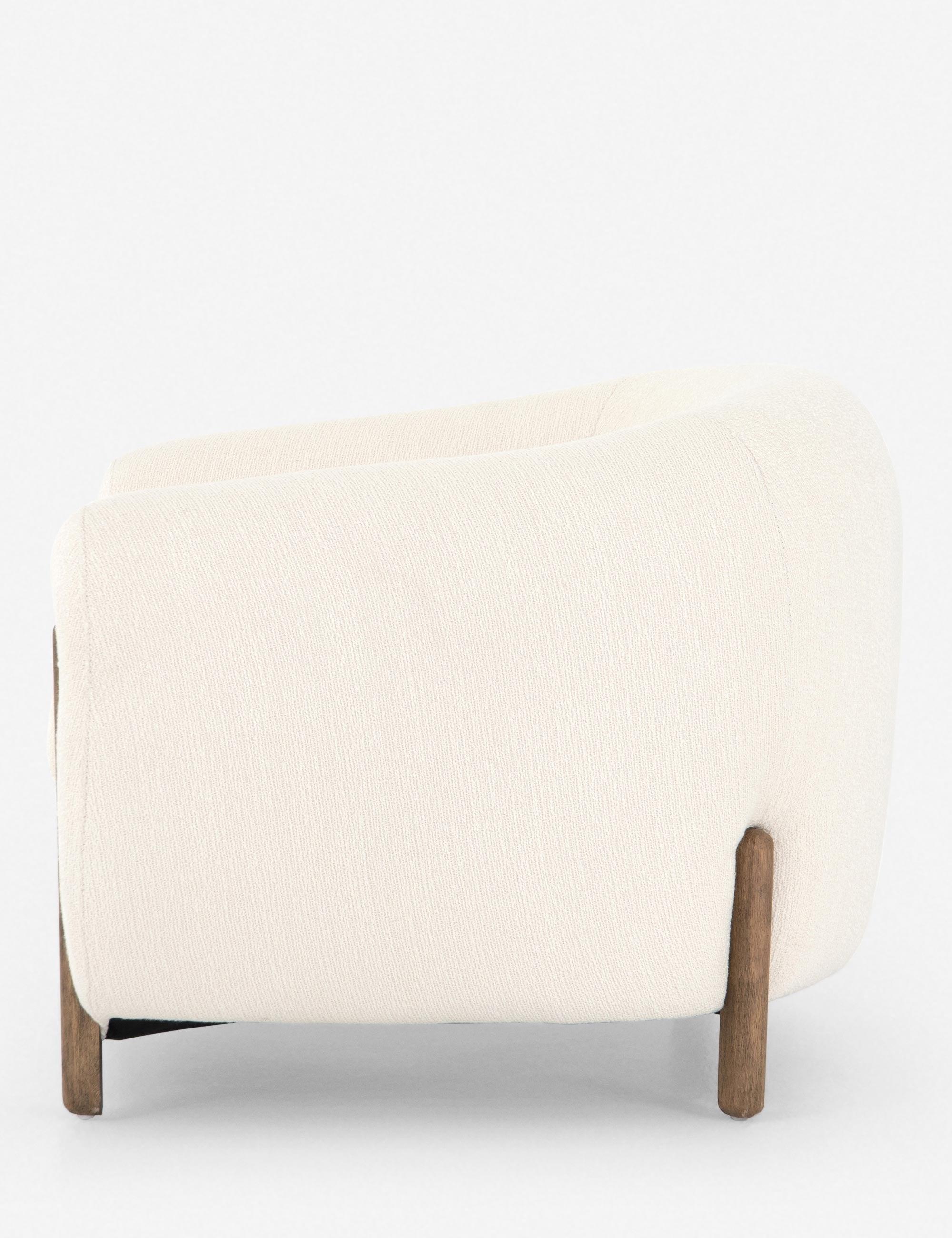 Kerbey Ivory Barrel Accent Chair in Sustainably Sourced Leather and Wood