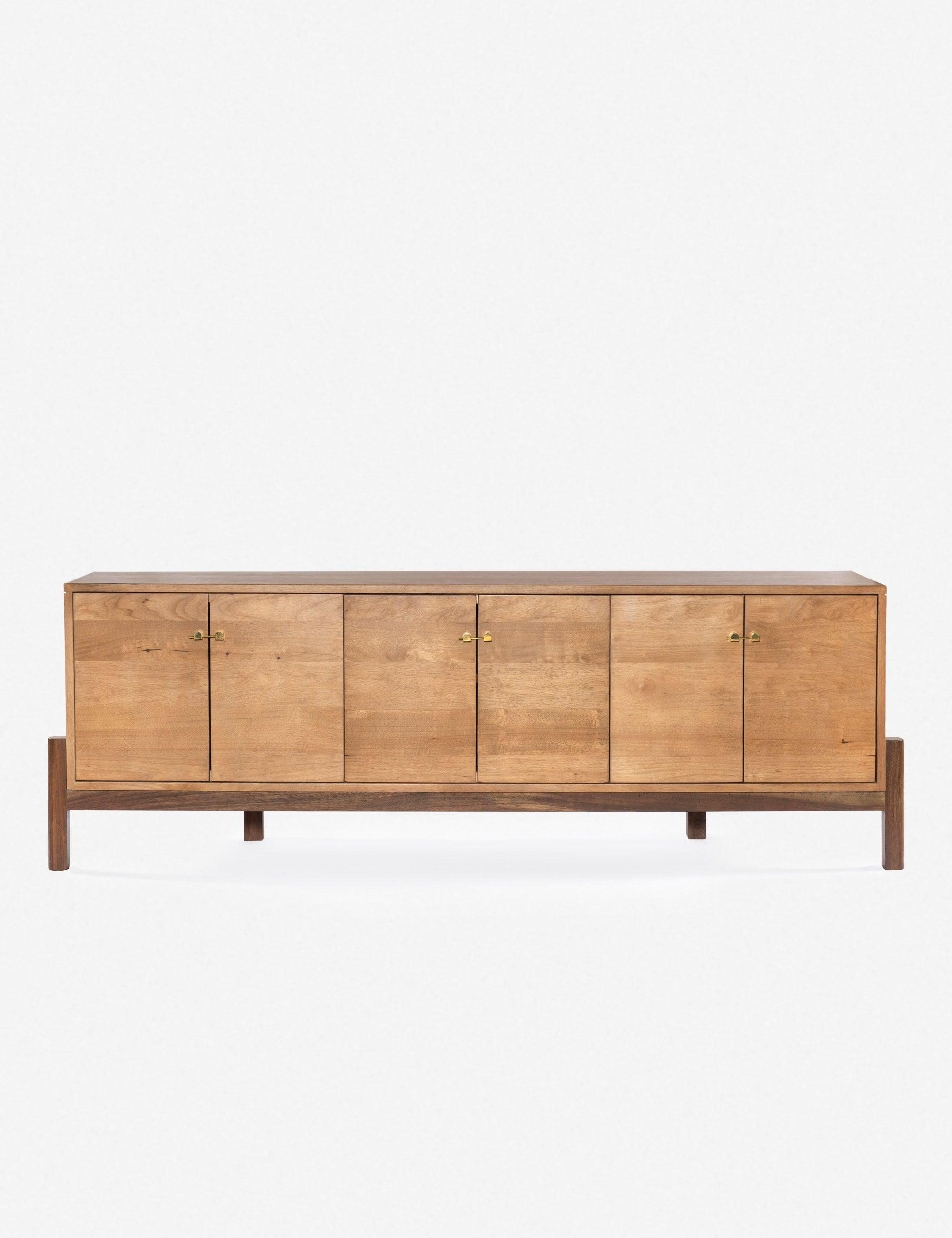 Smoked Honey Solid Acacia Media Console with Cabinet