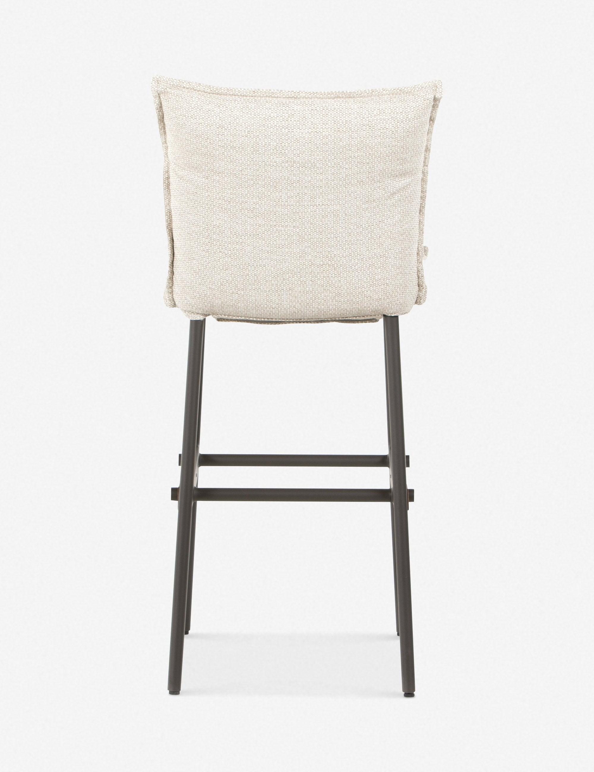 Cream Contemporary Modern Plush Bar Stool with Teak Iron Frame