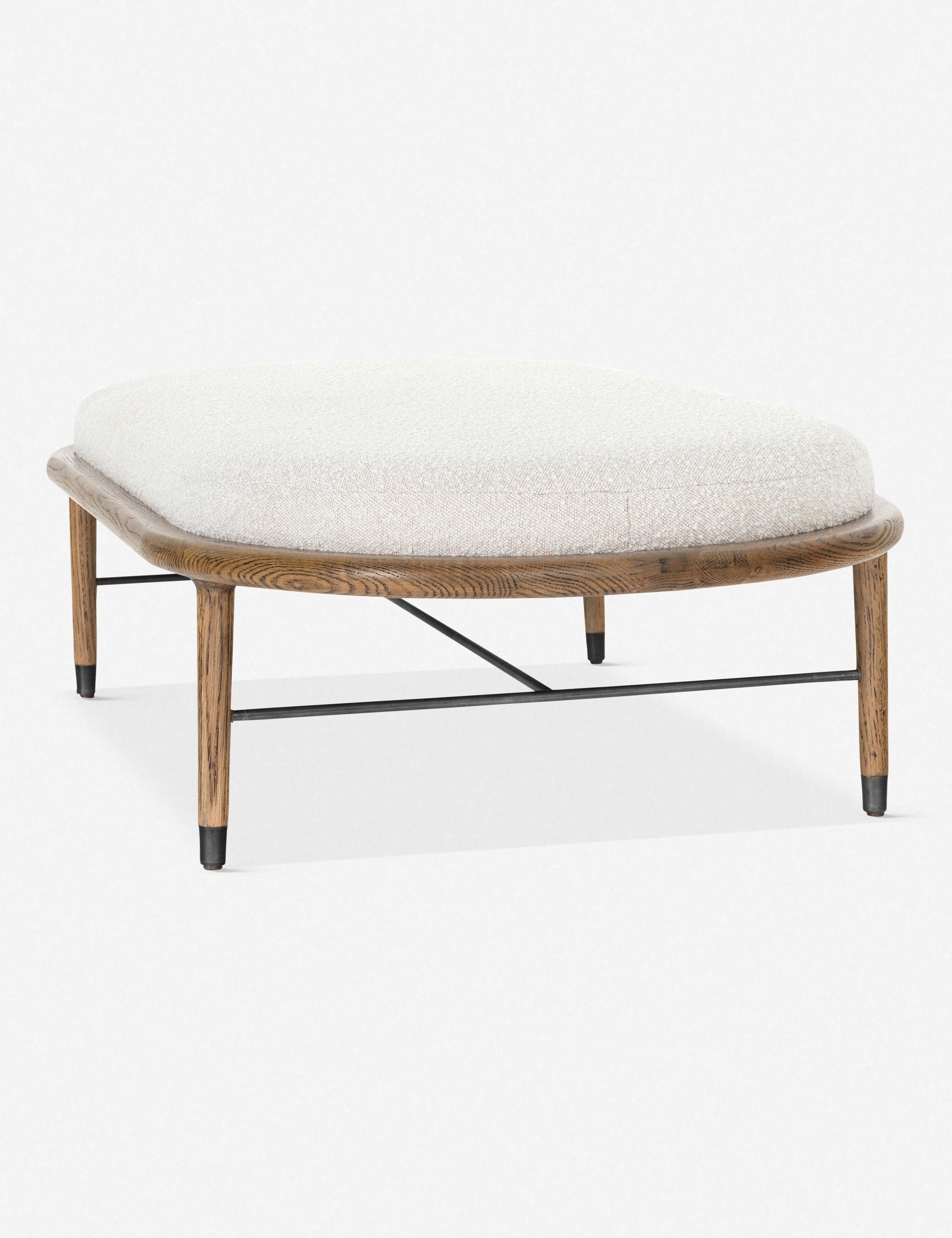 Petra Contemporary Cream Boucle and Oak Oval Ottoman