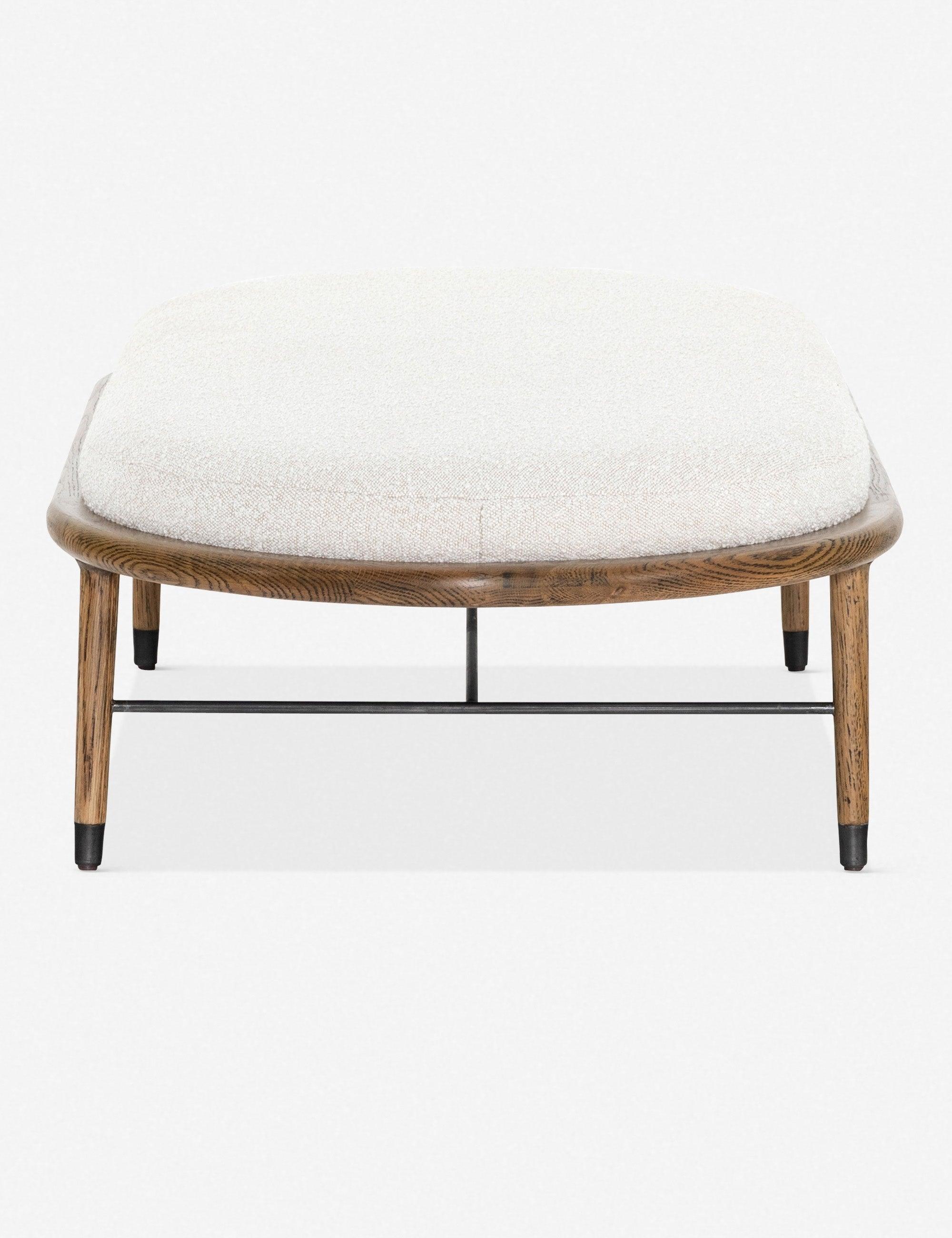 Petra Contemporary Cream Boucle and Oak Oval Ottoman