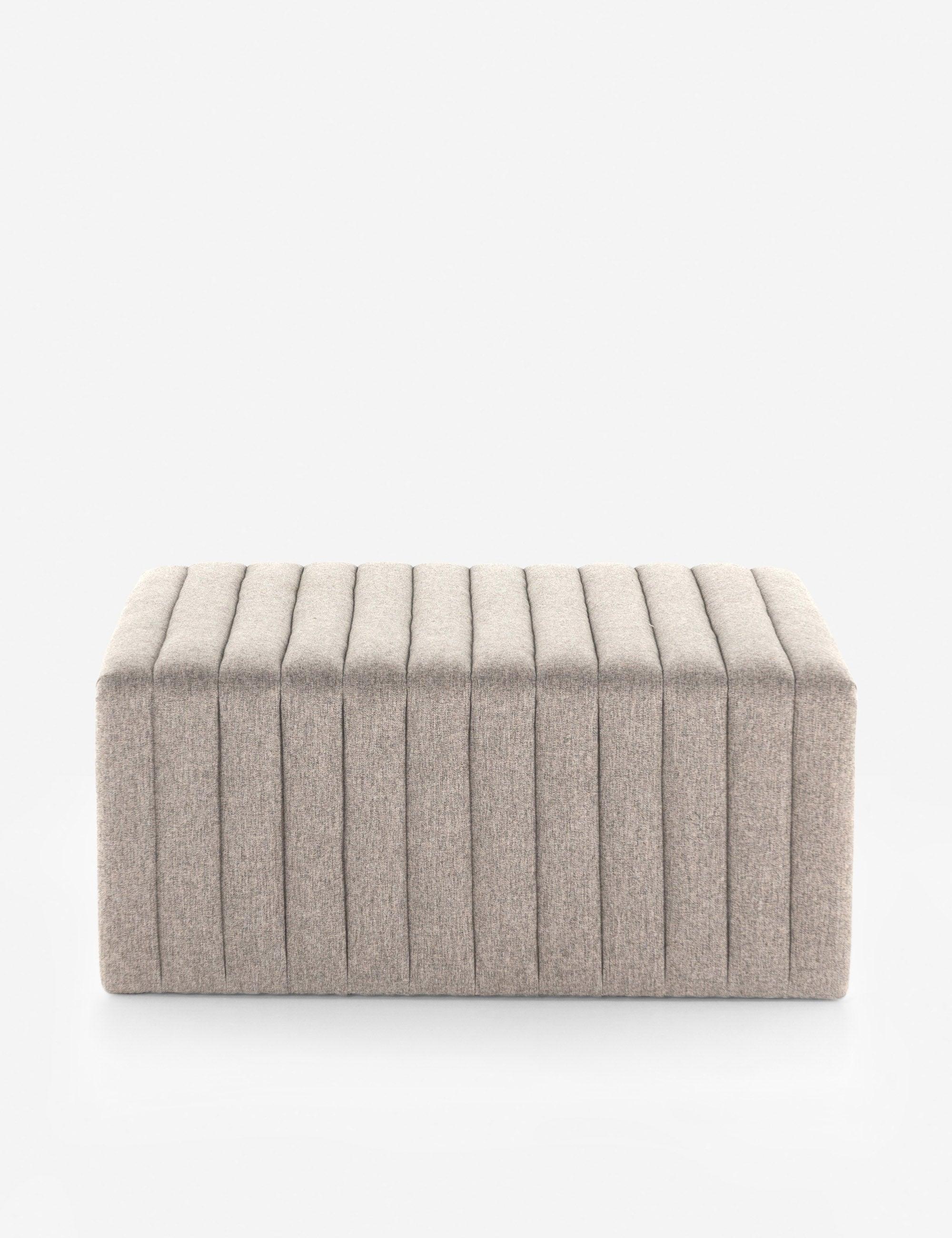 Gavin Heather Gray Tufted Large Square Ottoman