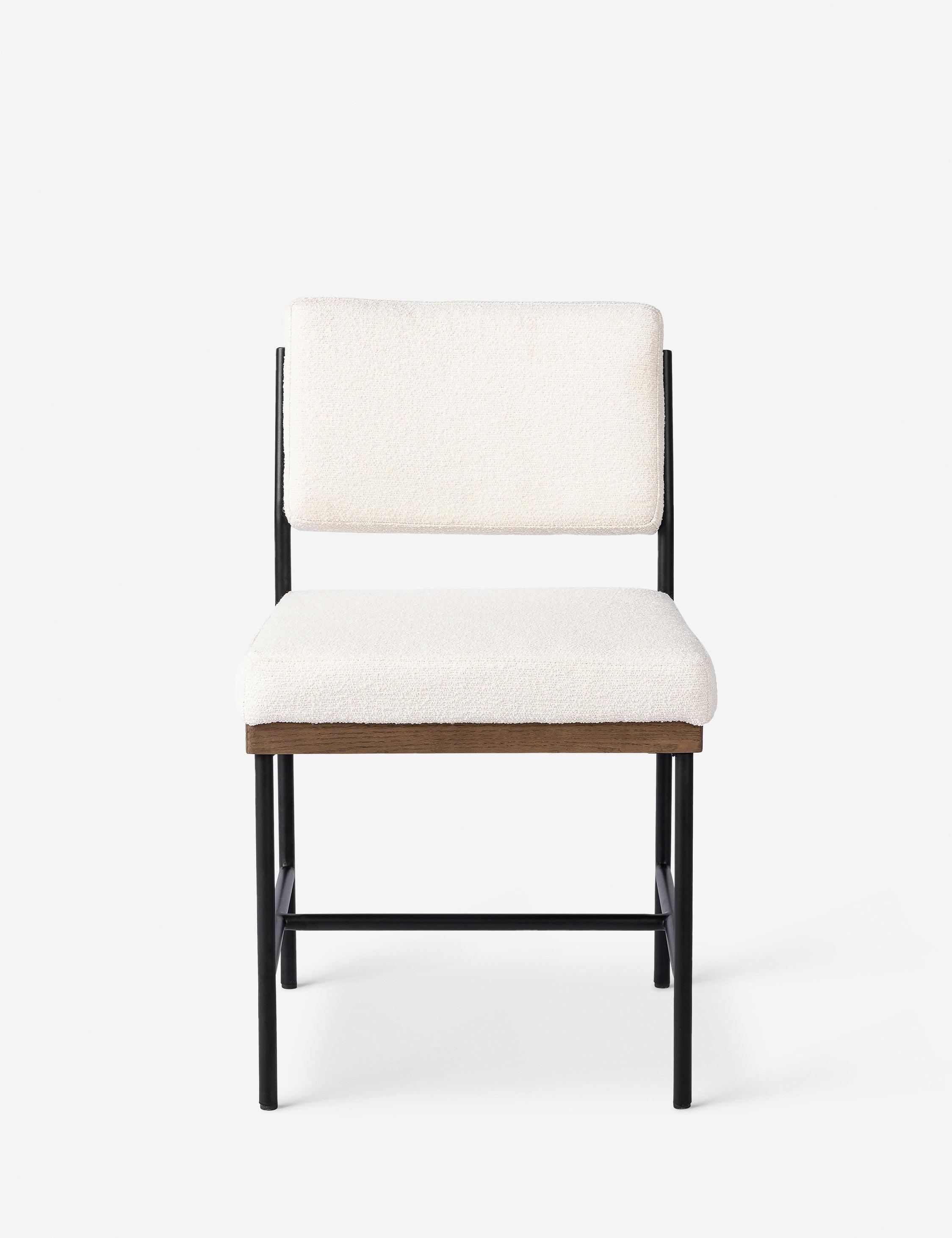 Ellie Contemporary White Leather Side Chair with Metal Frame