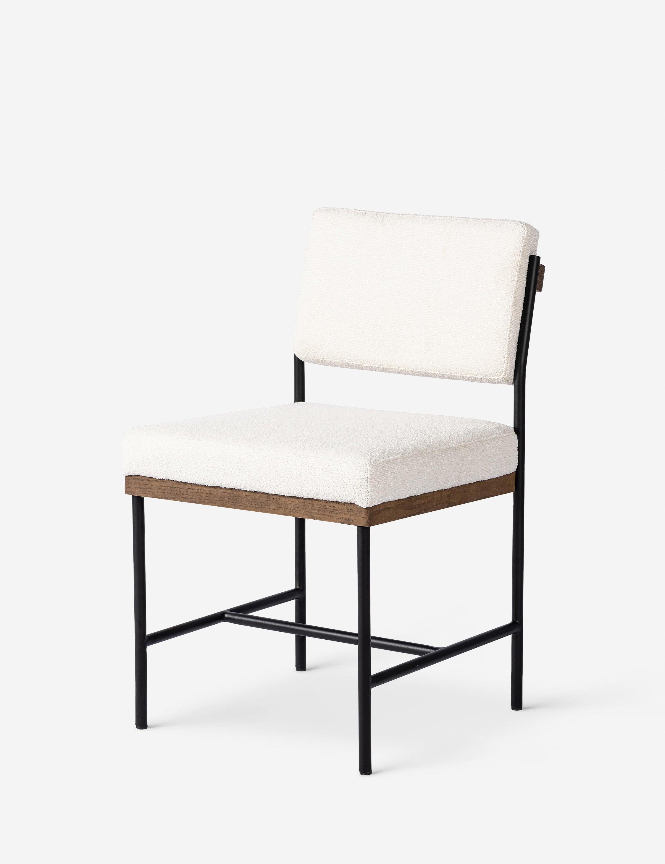 Ellie Contemporary White Leather Side Chair with Metal Frame