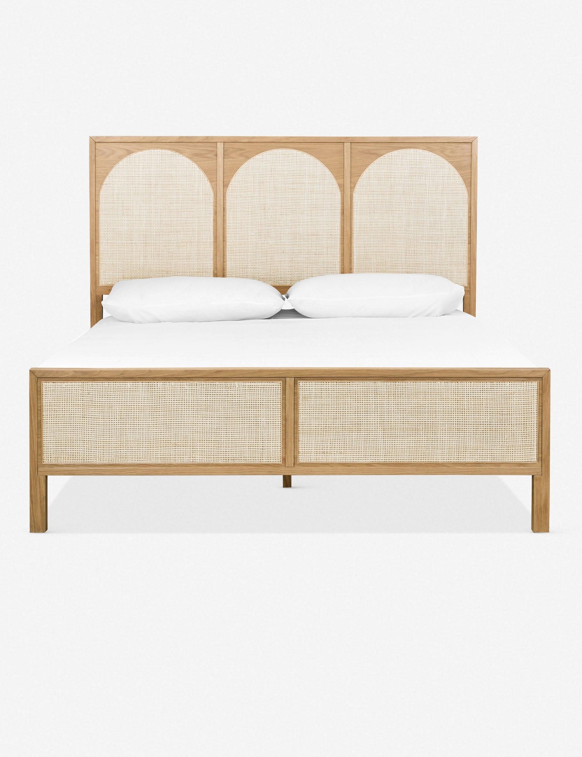 Allegra Contemporary Oak Queen Bed with Upholstered Headboard