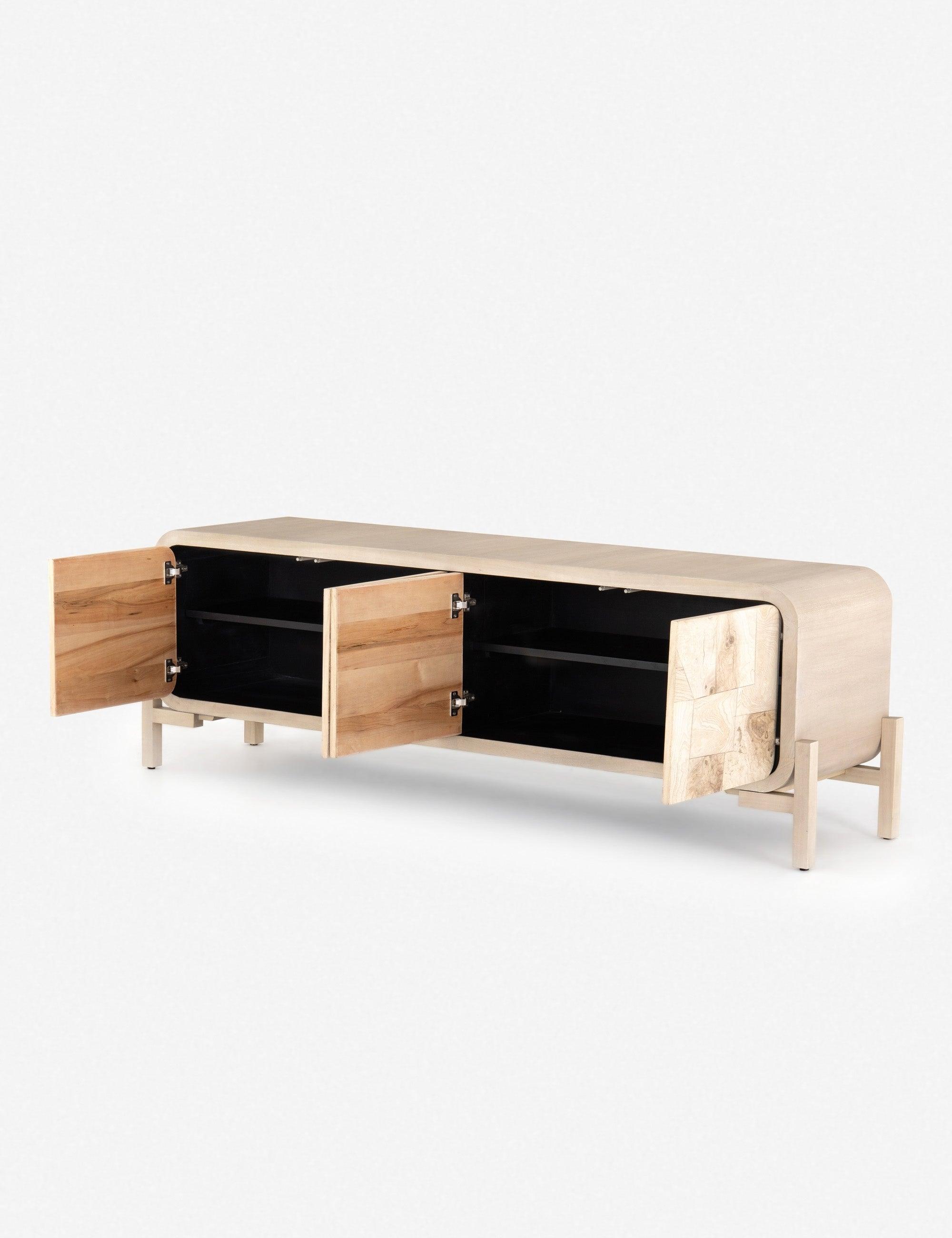 Sky Mosaic-Inspired Natural Wood Media Console