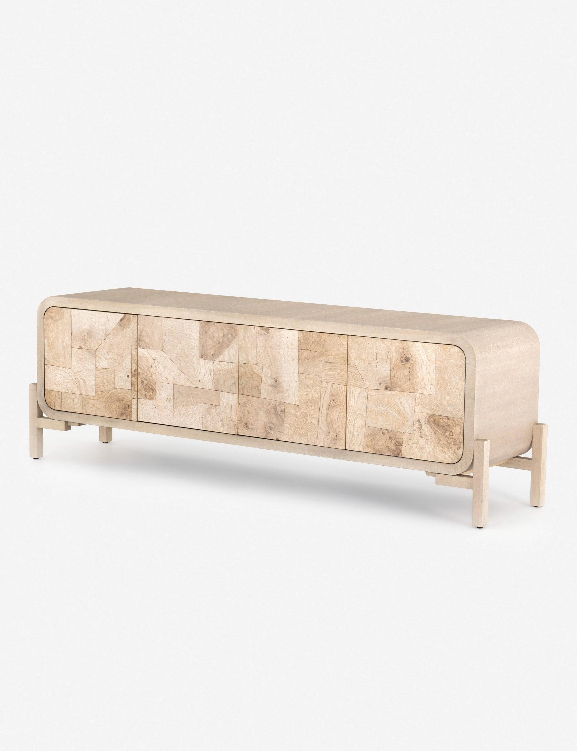 Sky Mosaic-Inspired Natural Wood Media Console