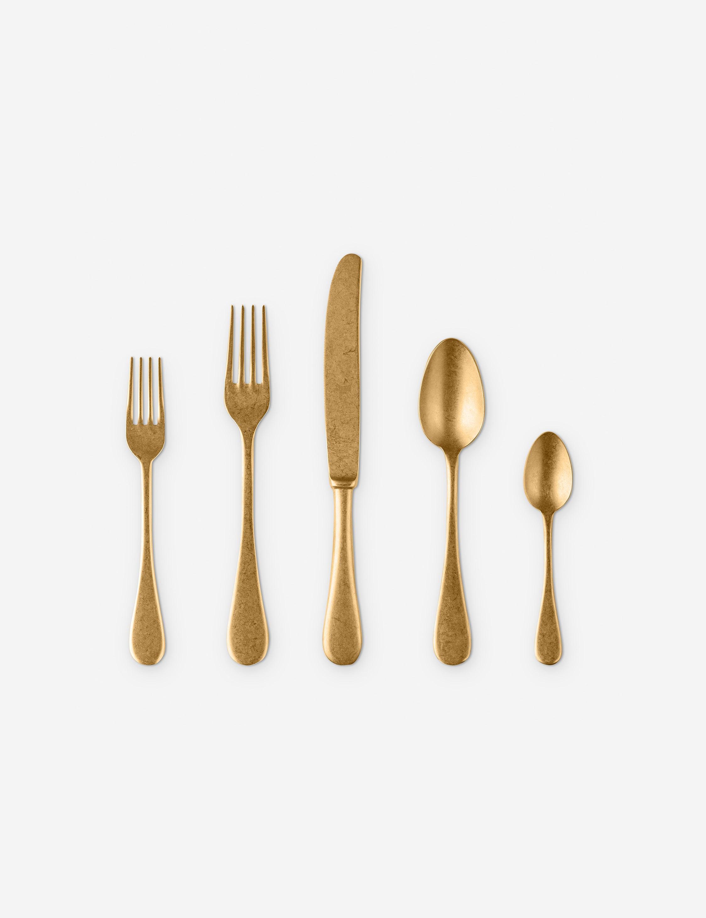 Vintage 5 piece Flatware set by Mepra - Gold