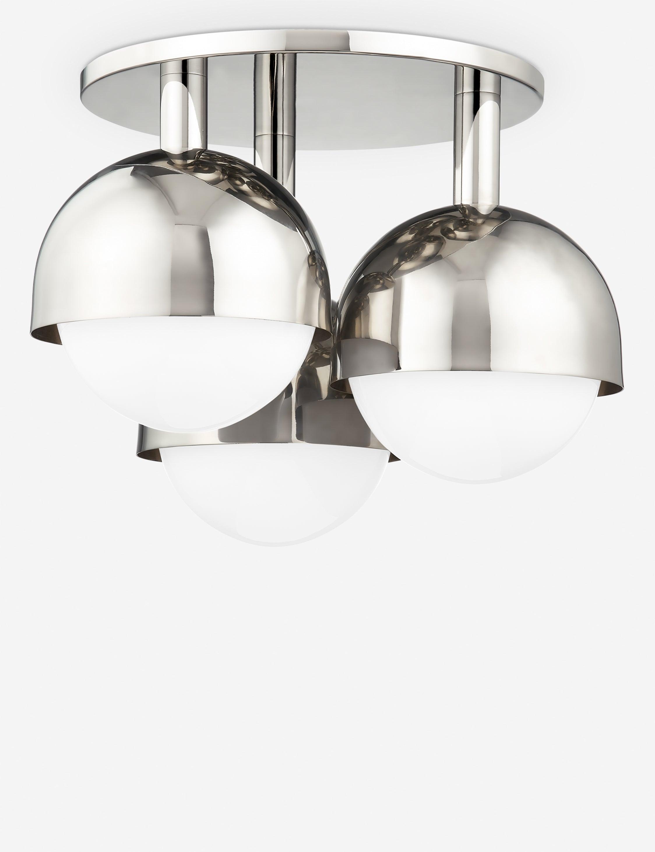 Transitional 3-Light Globe Semi-Flush Mount in Polished Nickel