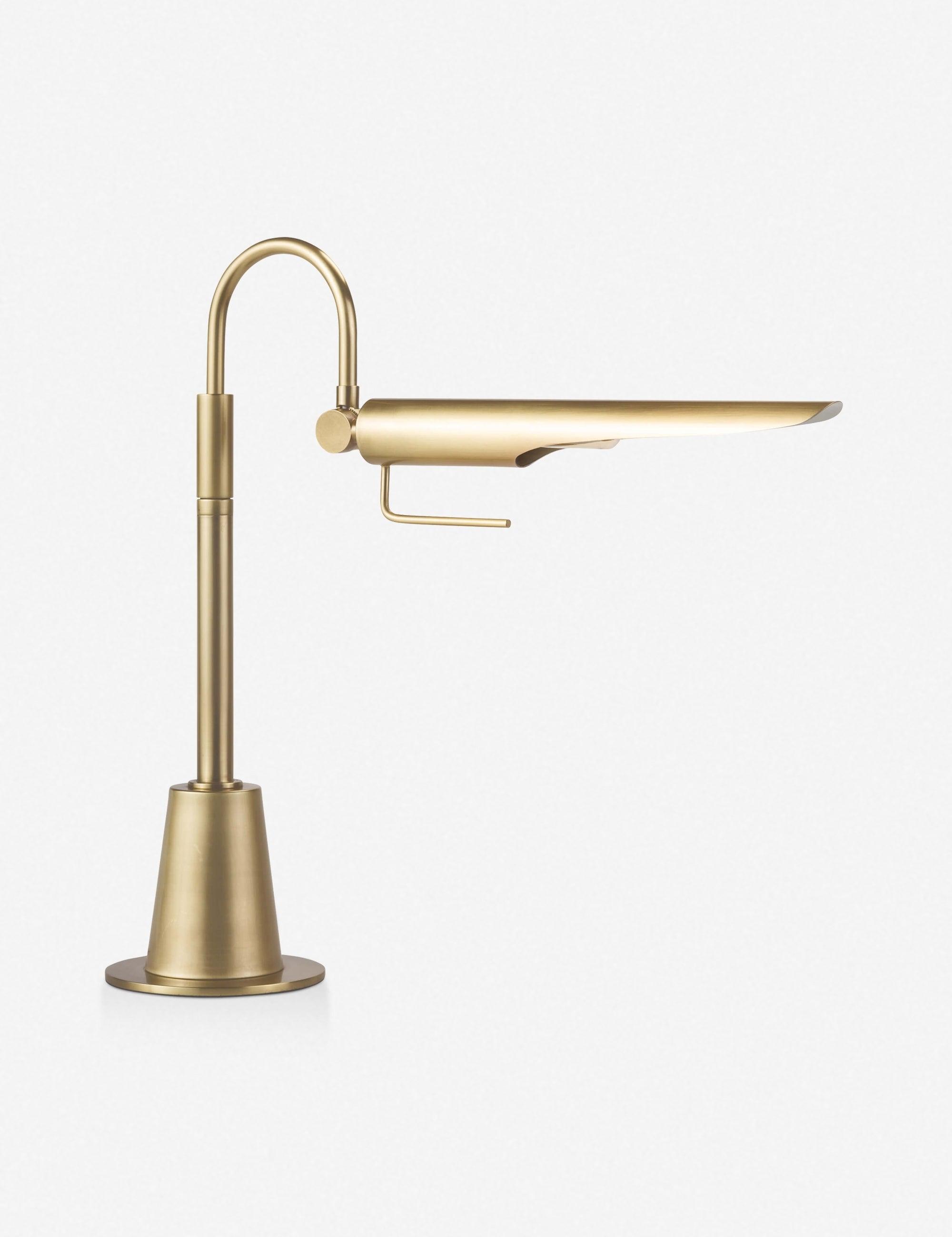 Adjustable Raven Task Lamp in Natural Brass with Sleek Lines