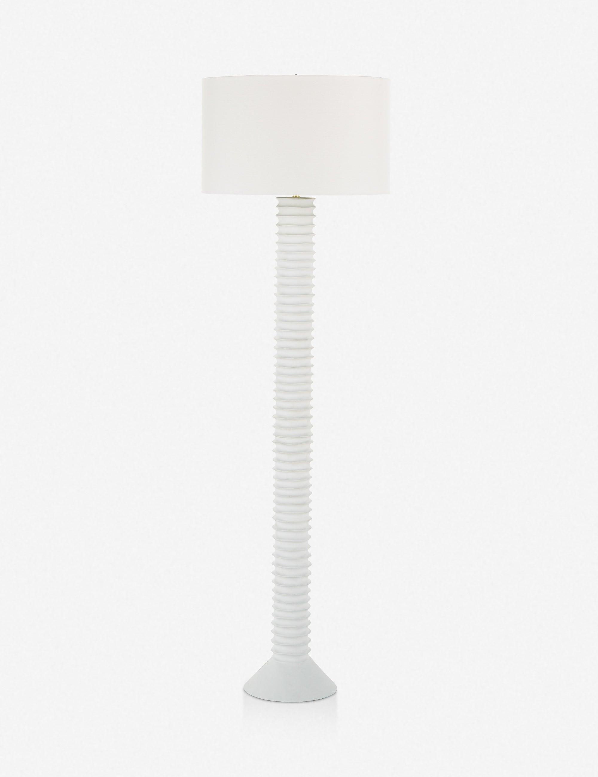 Nabu Accordion-Base White Linen Shade Metal Floor Lamp