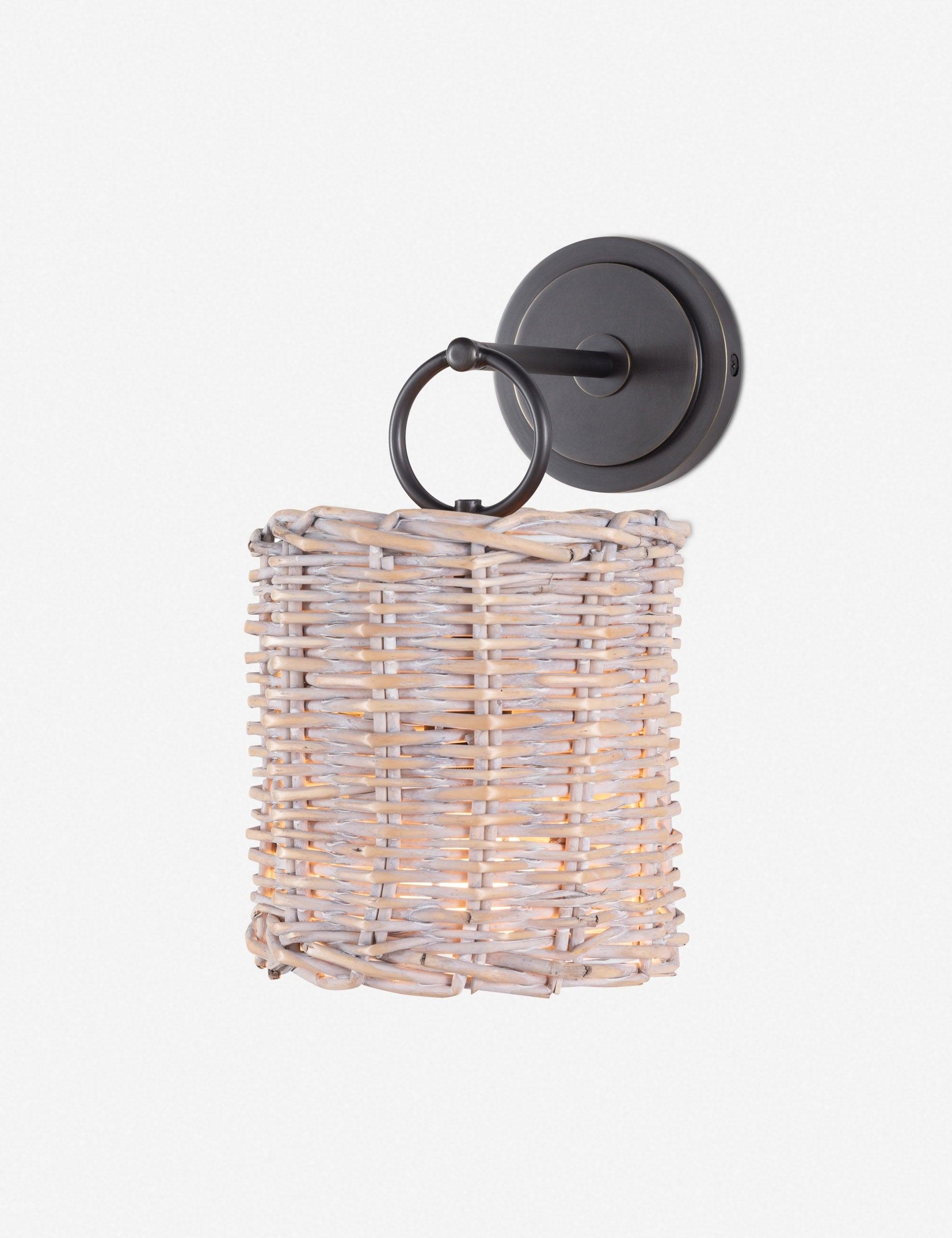 Nantucket Elegance 13.75" Oil Rubbed Bronze Rattan Wall Sconce