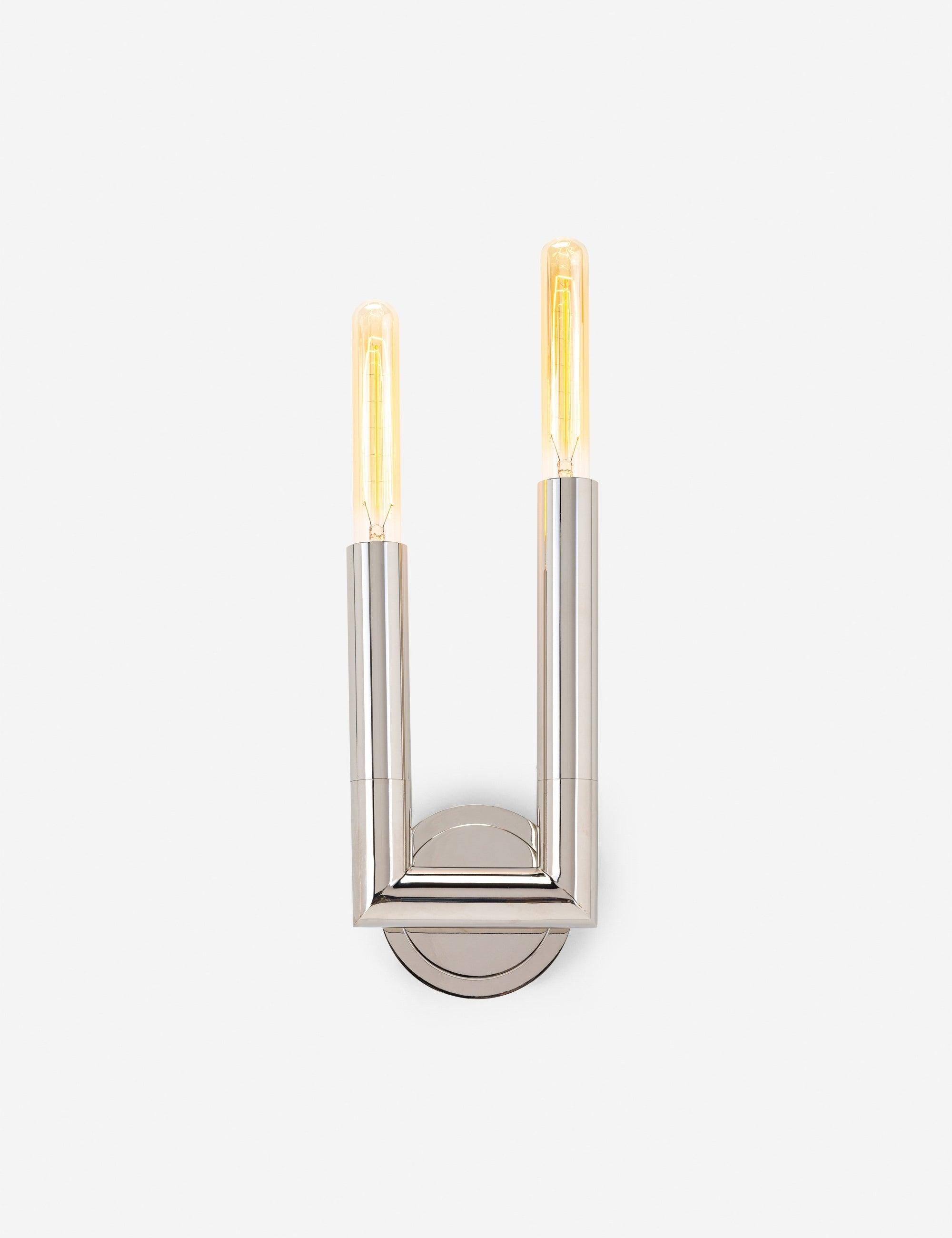 Elegant Polished Nickel 2-Light Dimmable Wall Sconce