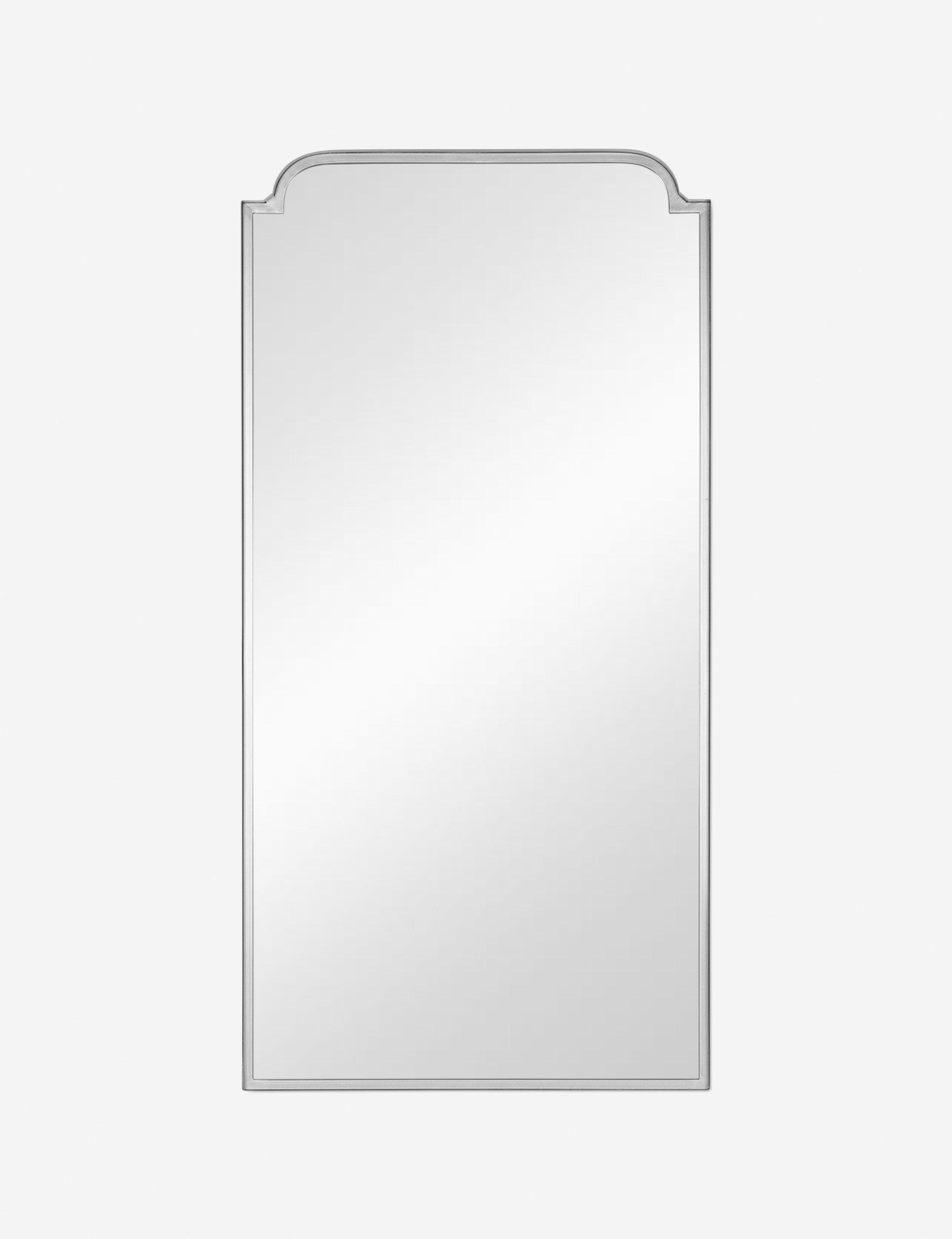 Elegant Full-Length Rectangular Mirror in Glossy Silver and Gold