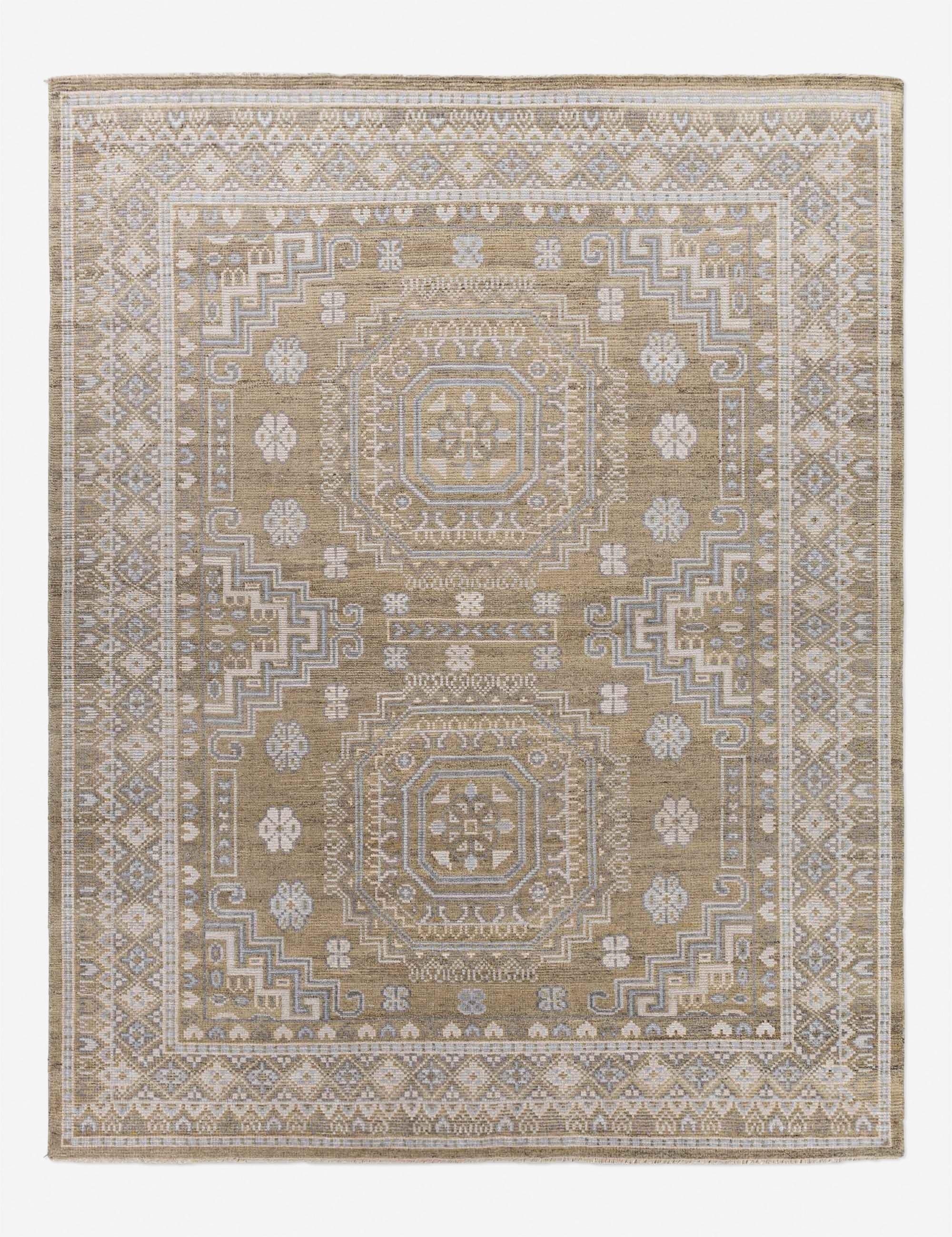 Anahit Blue Wool-Blend Hand-Knotted Rectangular Rug - 2' x 3'