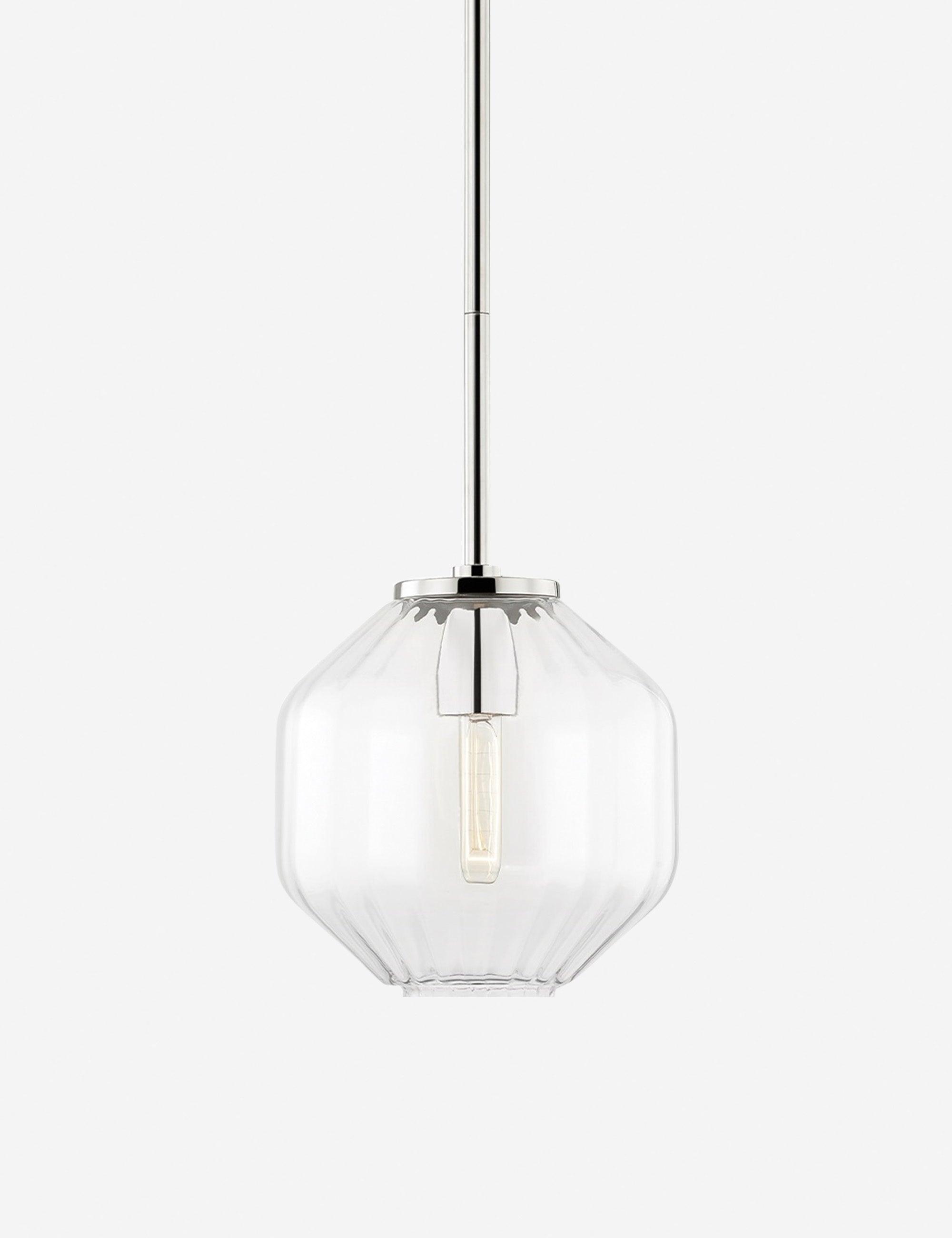 Elegant Globe Pendant Light in Polished Nickel with Clear Glass