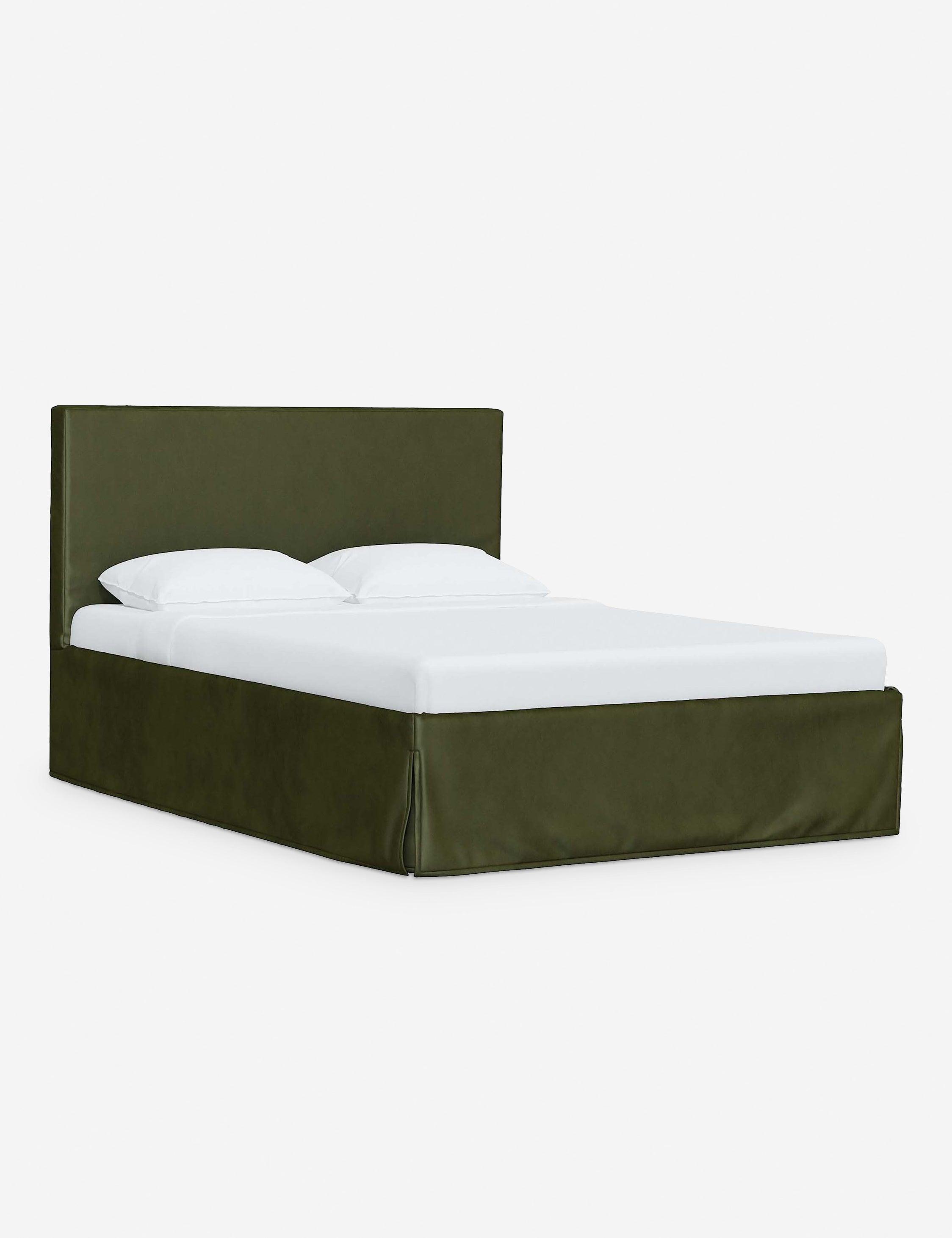 Maura Slipcover Bed - Pine Velvet / Queen
