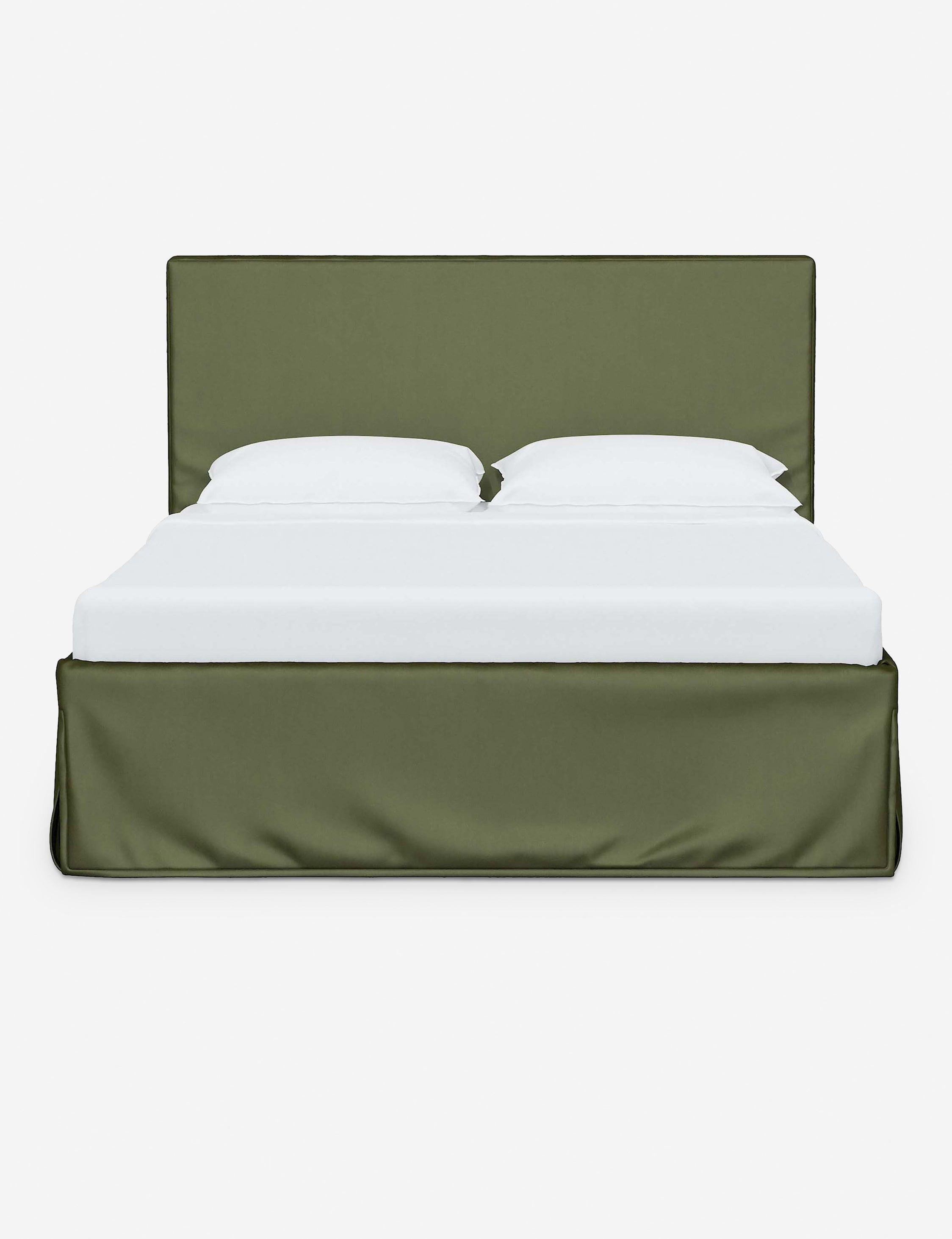 Maura Slipcover Bed - Pine Velvet / Queen