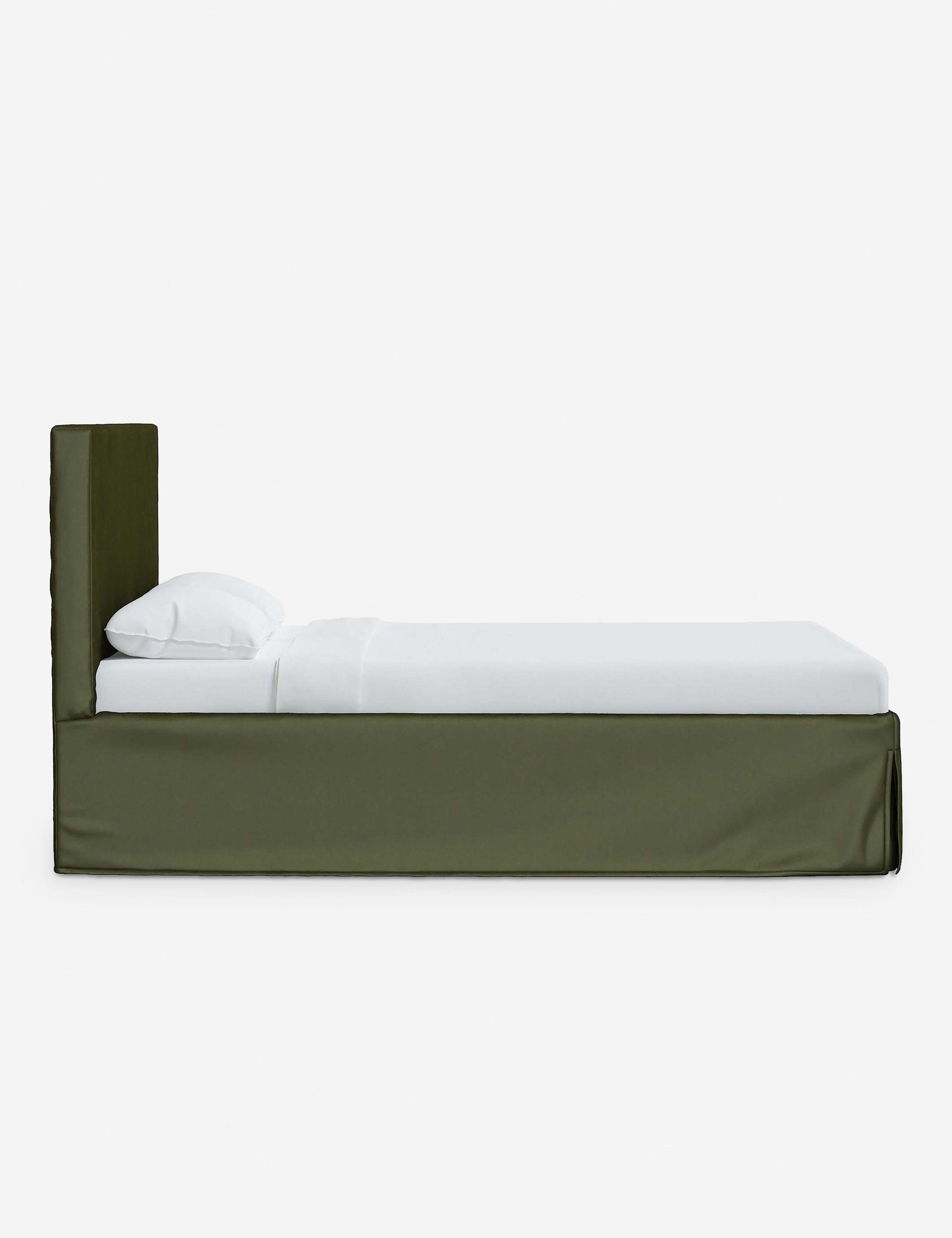 Maura Slipcover Bed - Pine Velvet / Queen