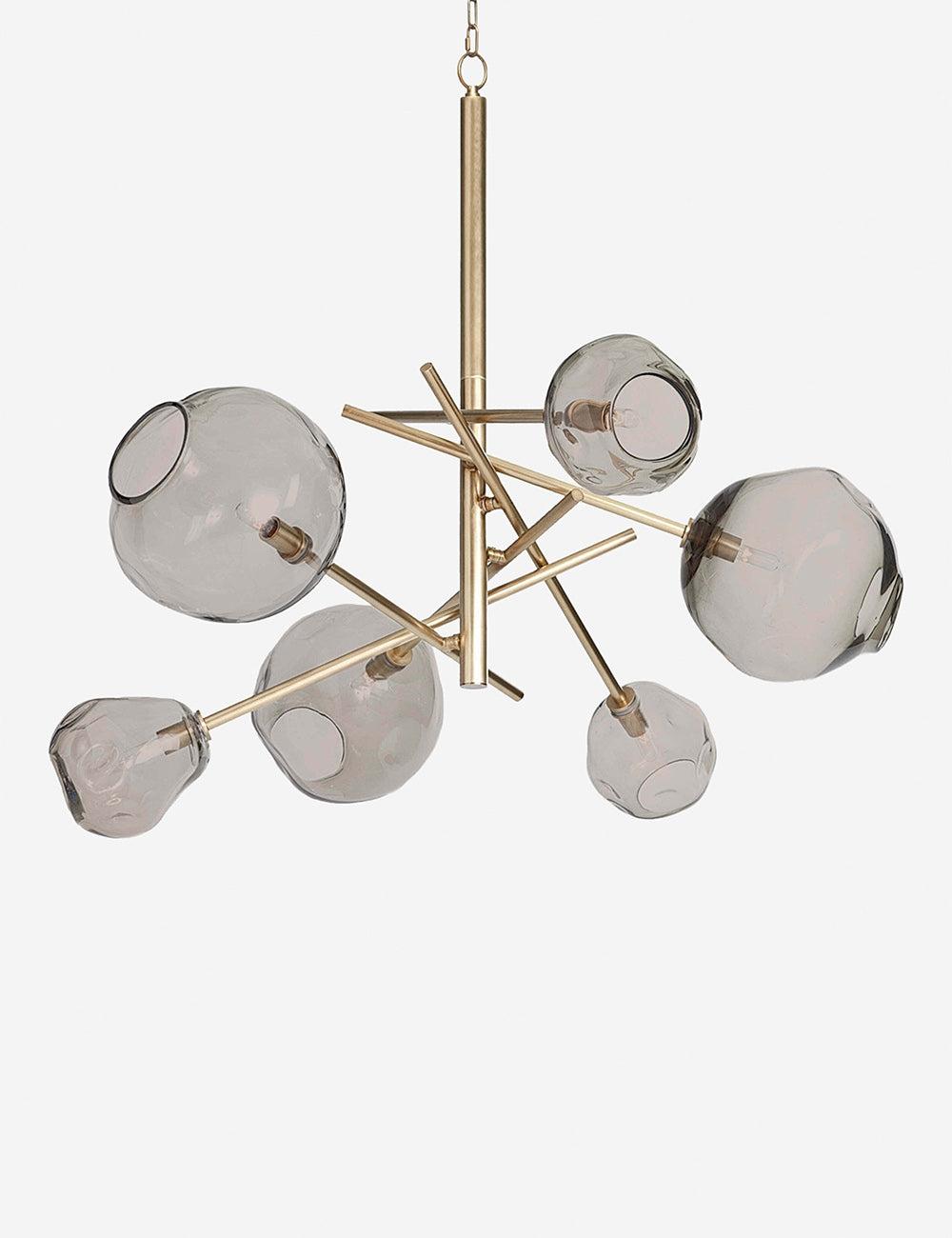 Regina Andrew 6-Light Sputnik Chandelier in Natural Brass with Smoke Glass Globes