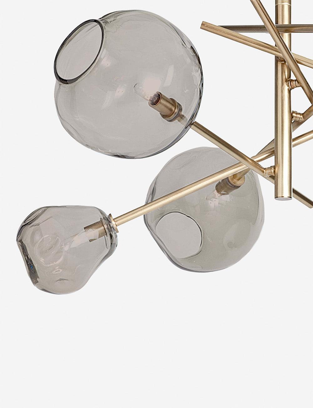 Regina Andrew 6-Light Sputnik Chandelier in Natural Brass with Smoke Glass Globes
