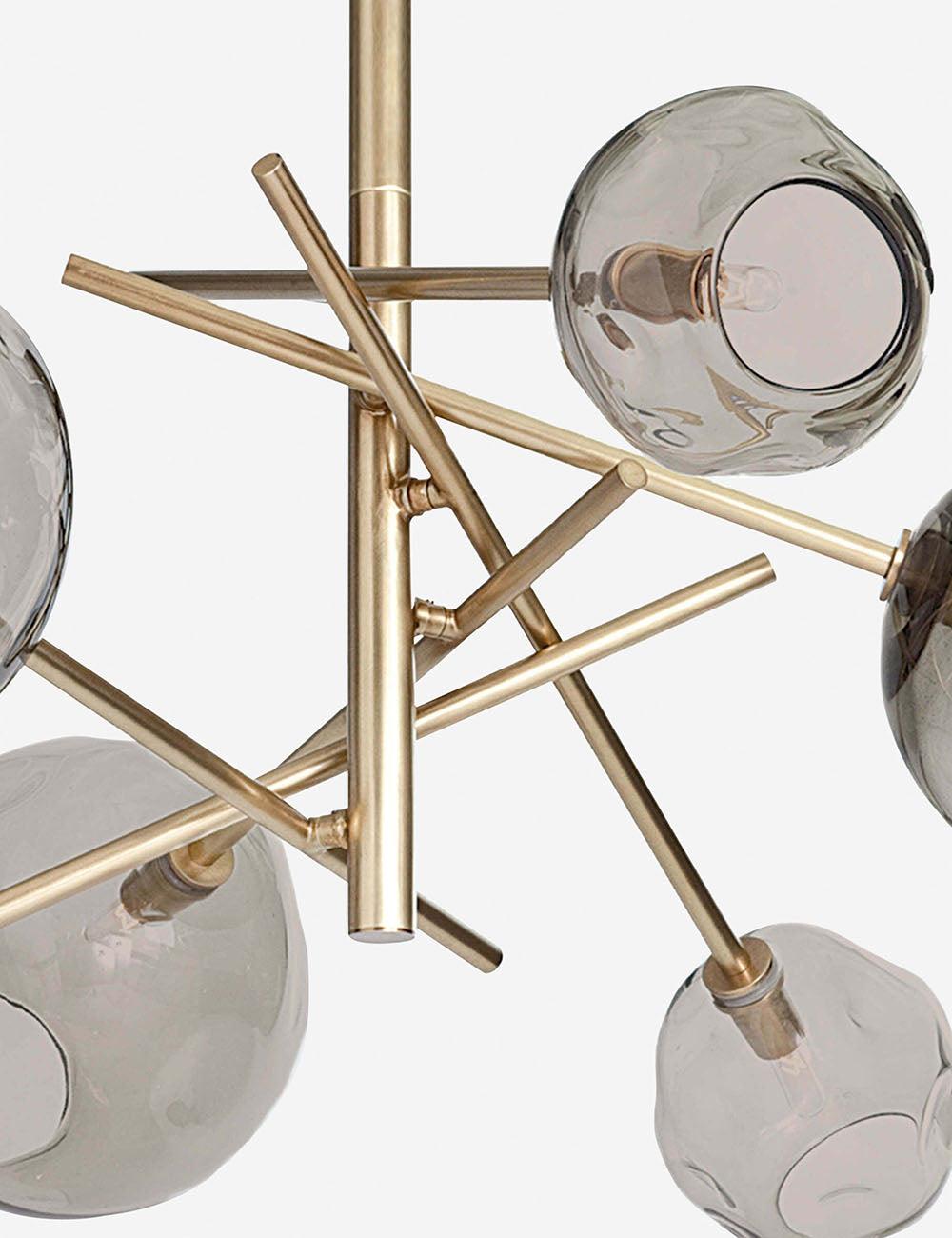 Regina Andrew 6-Light Sputnik Chandelier in Natural Brass with Smoke Glass Globes