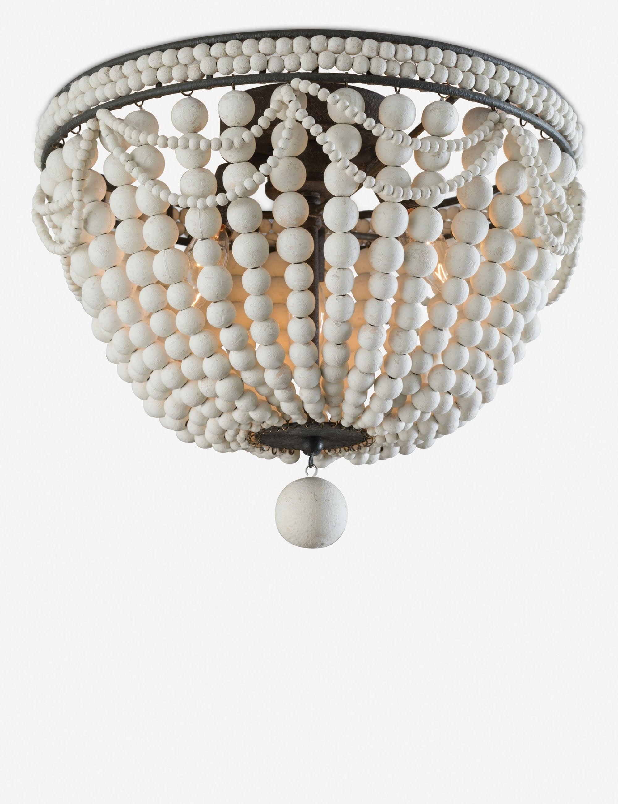 Malibu Modern 3-Light White Beaded Flushmount Ceiling Fixture