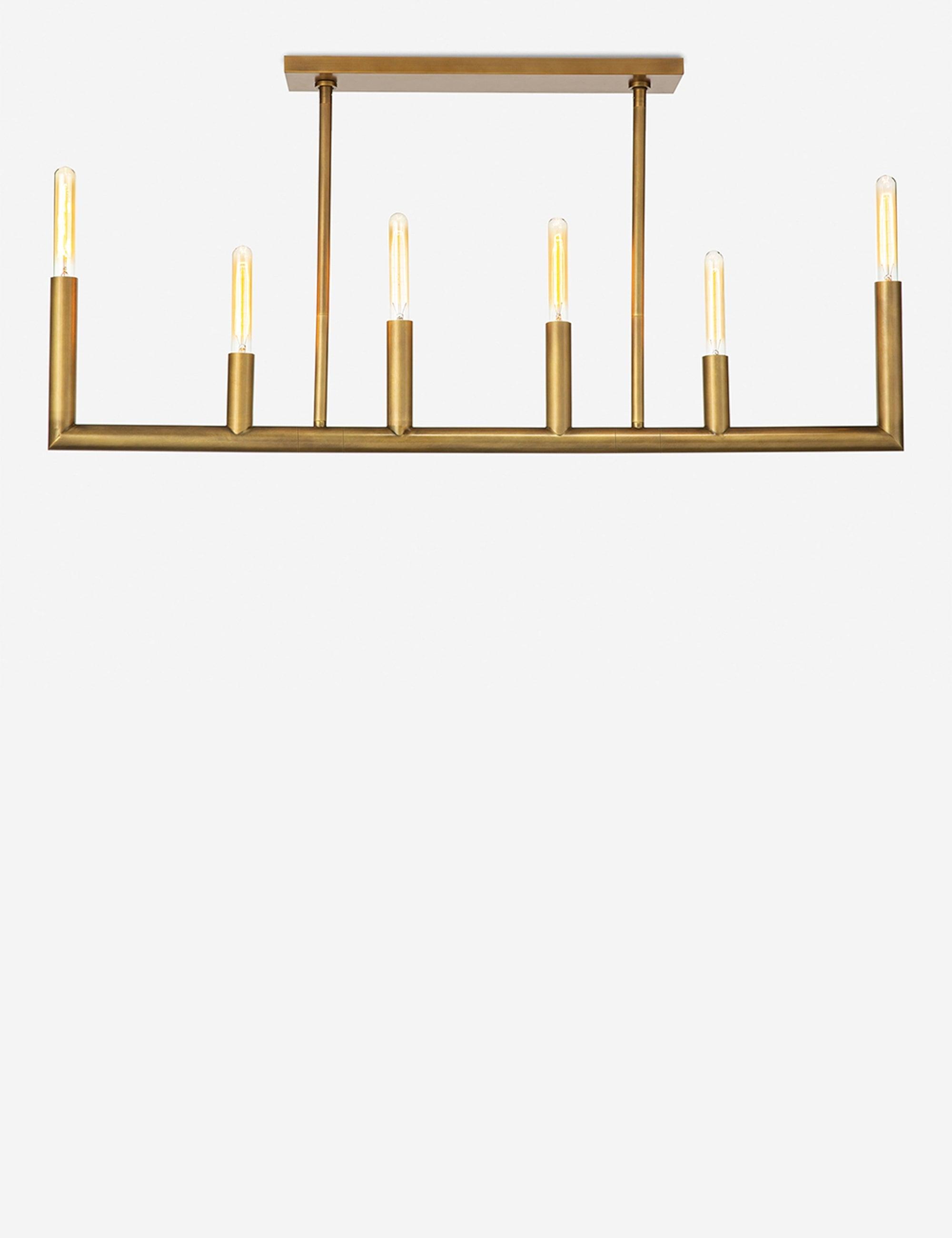 Wolfe Luxe Natural Brass Linear Chandelier