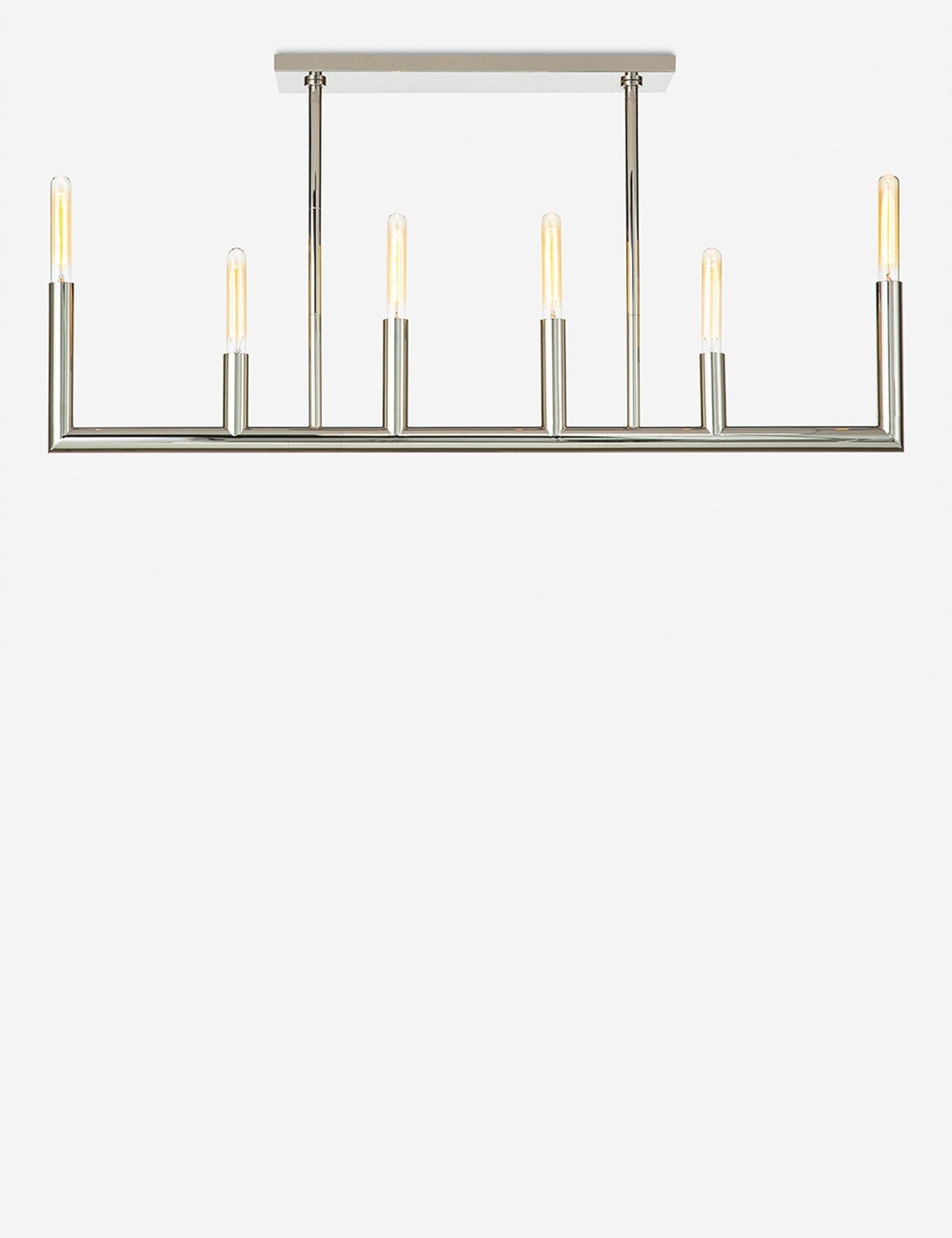 Elegant Wolfe 6-Light Polished Nickel Linear Chandelier