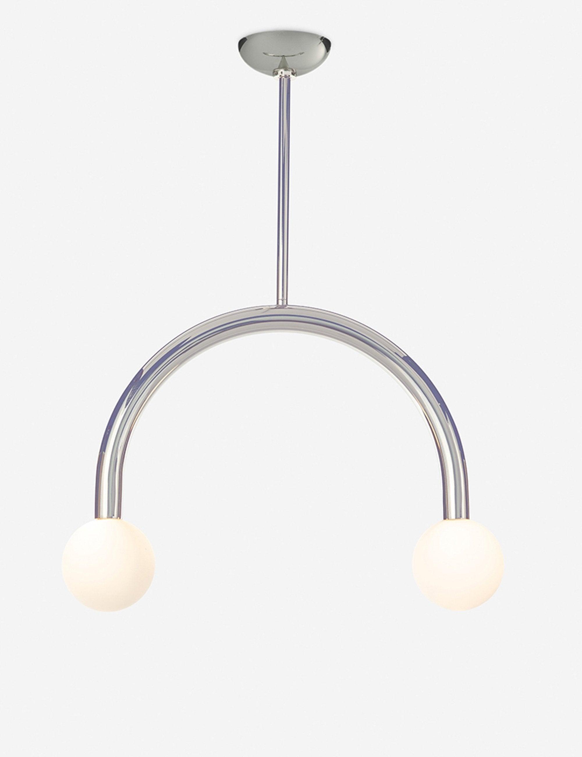 Modern Playful 2-Light Globe Pendant in Polished Nickel