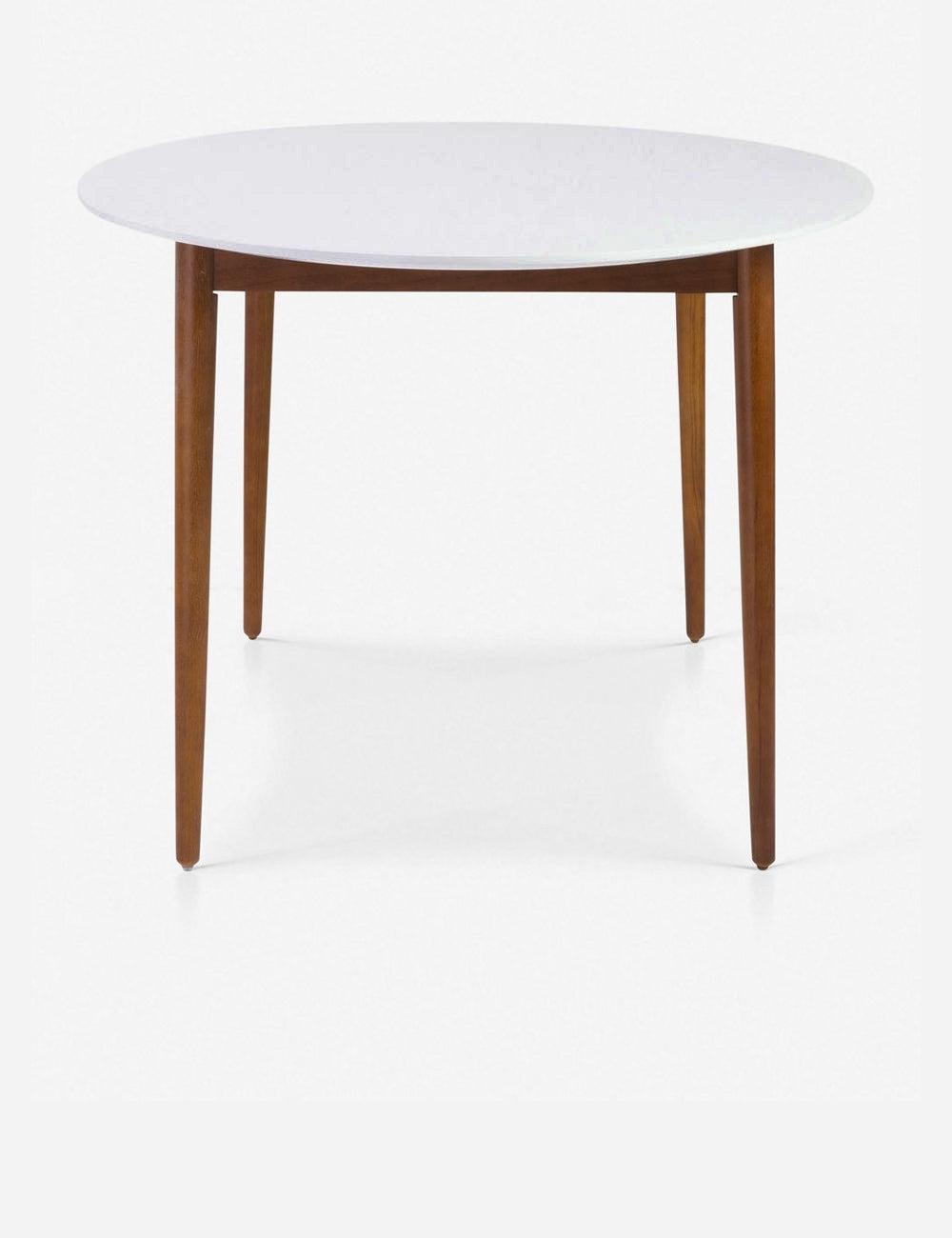 Modern Matte White 63" Oval Dining Table with Walnut Wood Base