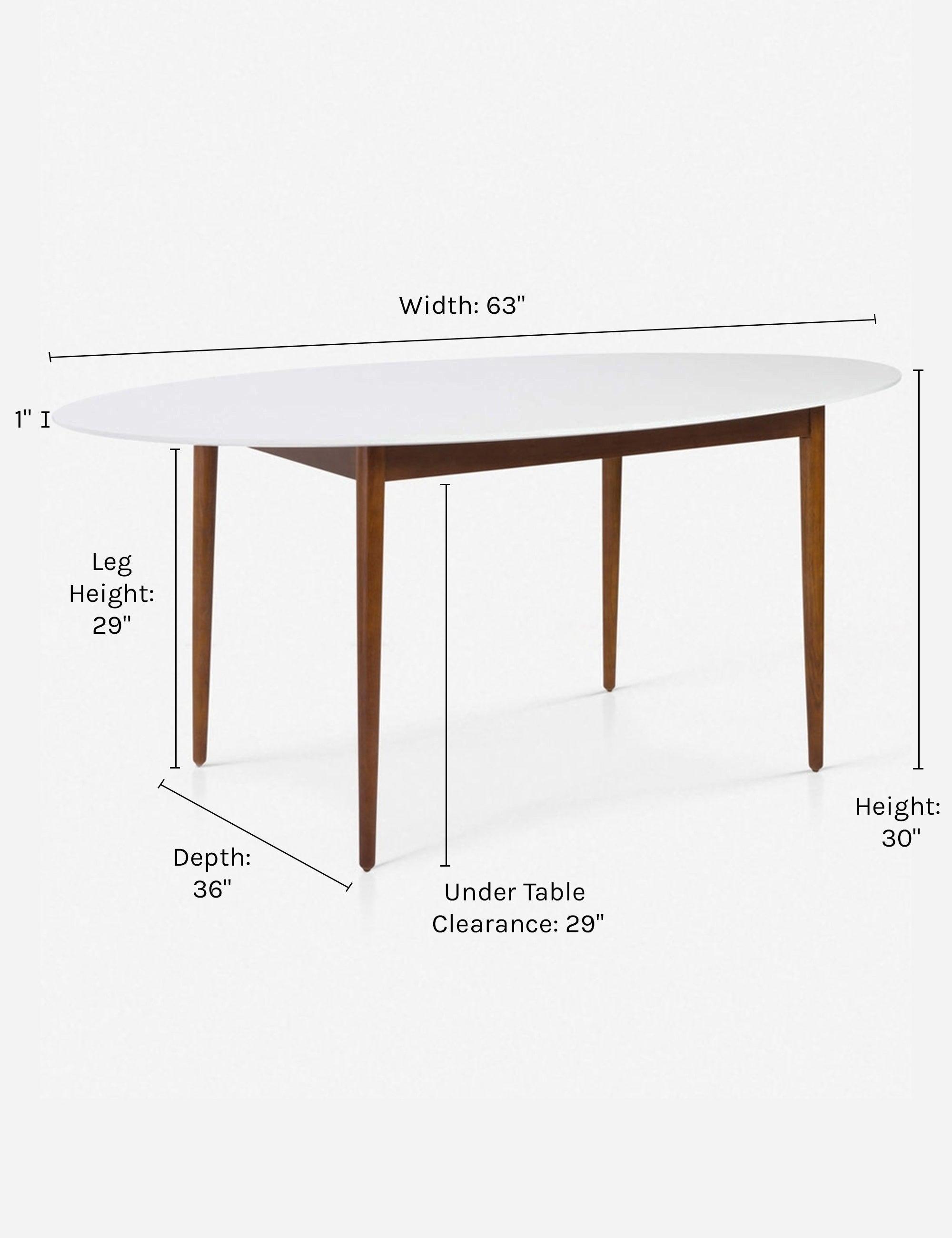 Modern Matte White 63" Oval Dining Table with Walnut Wood Base