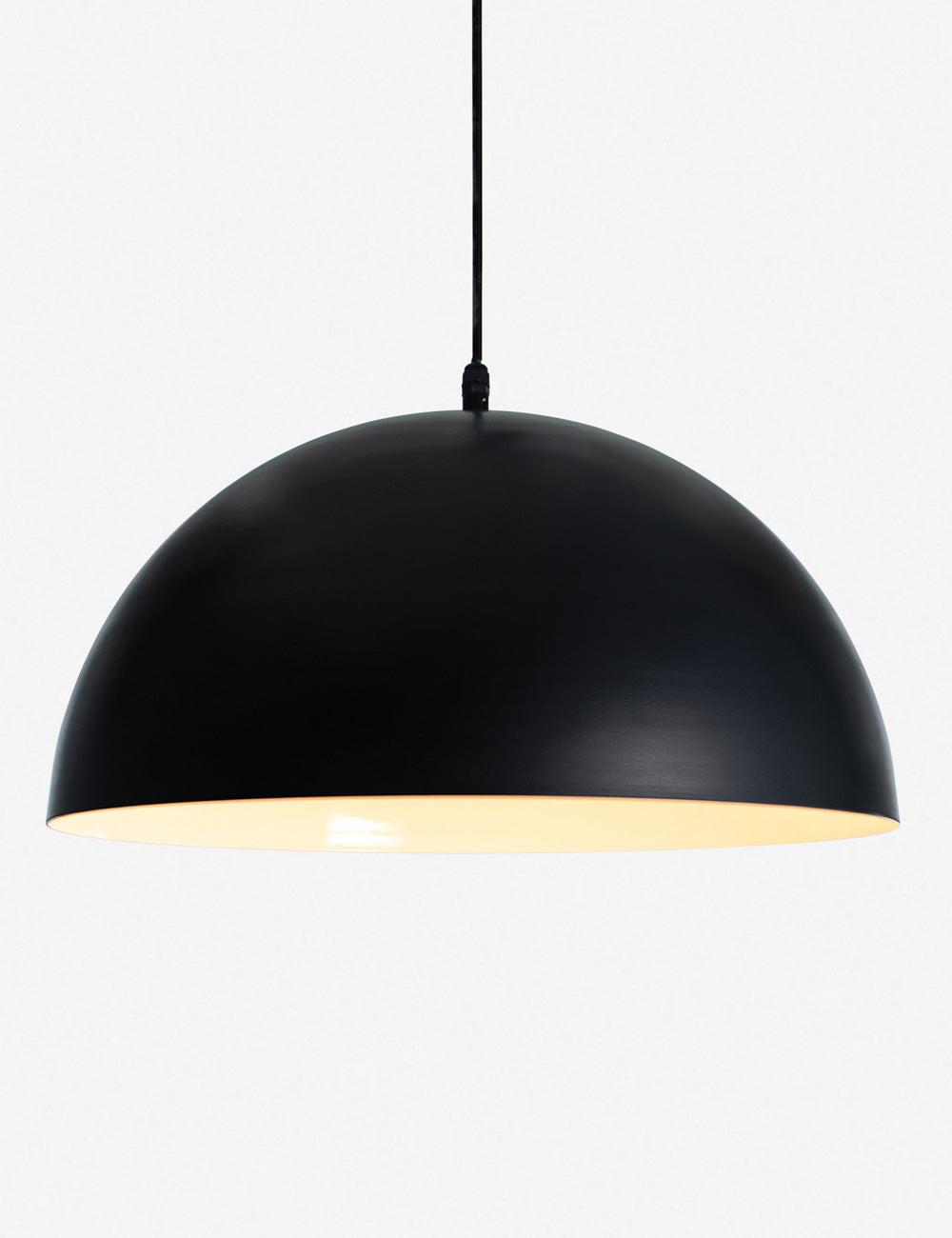 Sleek Black Aluminum Dome Outdoor Pendant Light