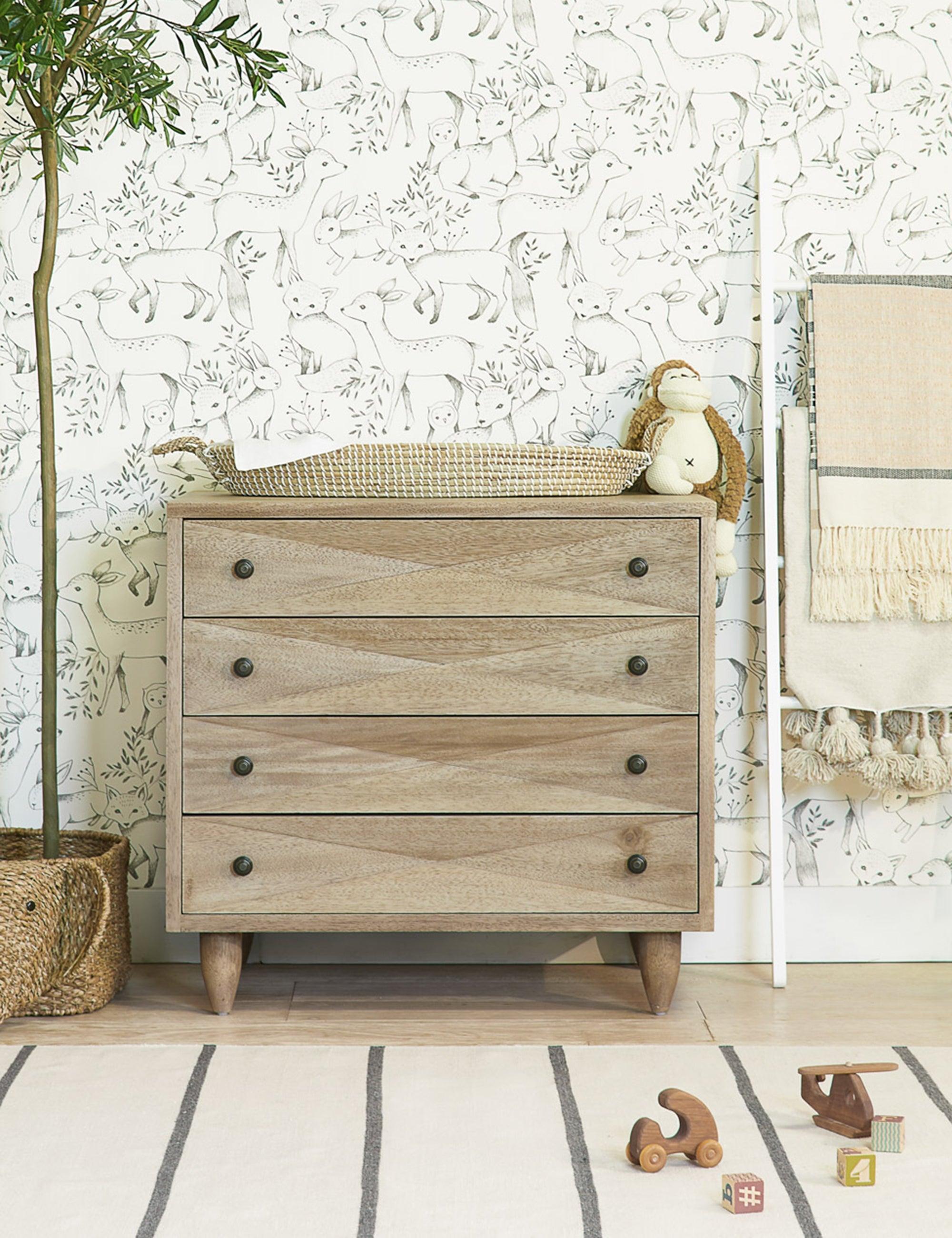 Mid-Century Diamond-Carved Dark Walnut Chest