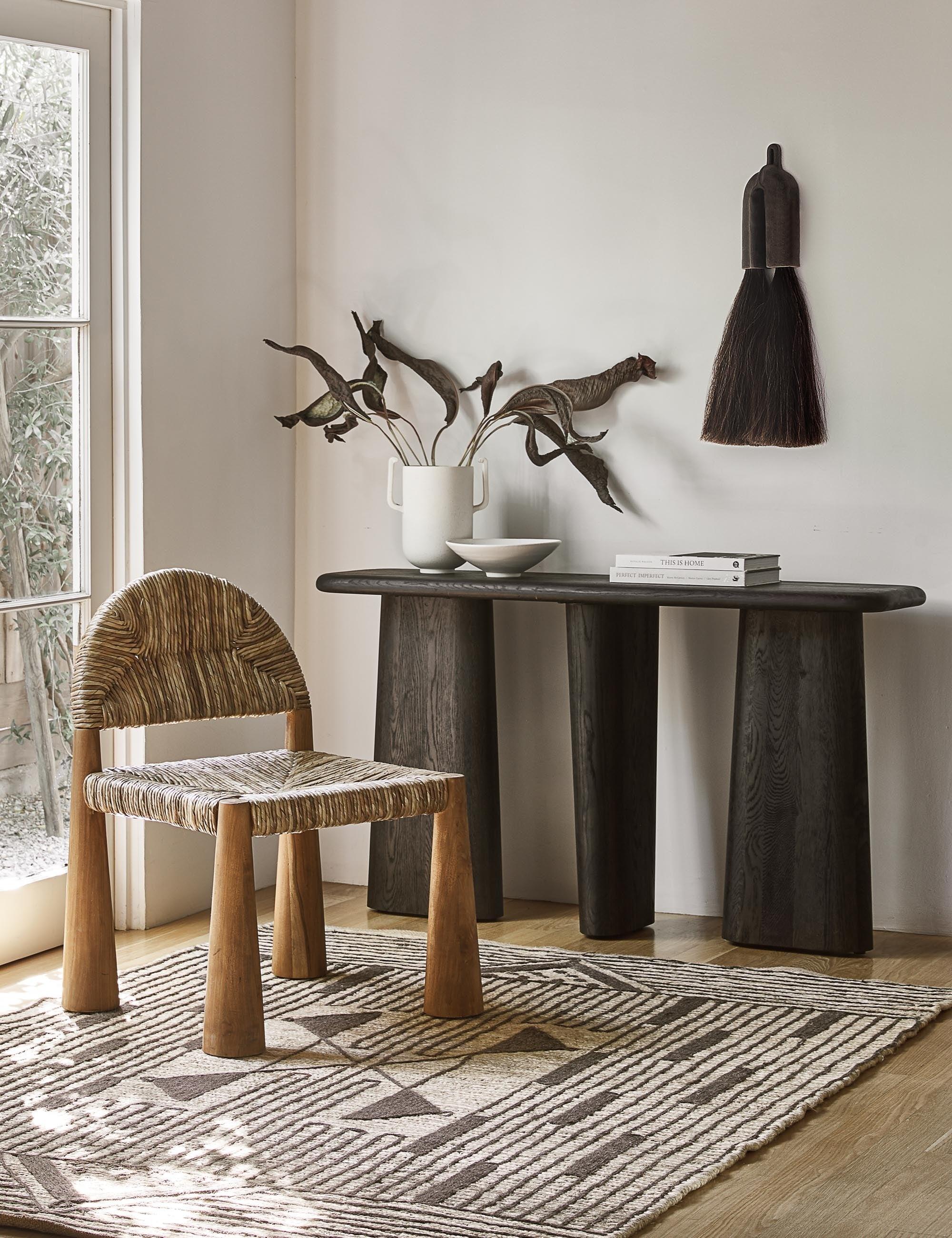 Charcoal Oil Finish 30in Modern Wood Console Table