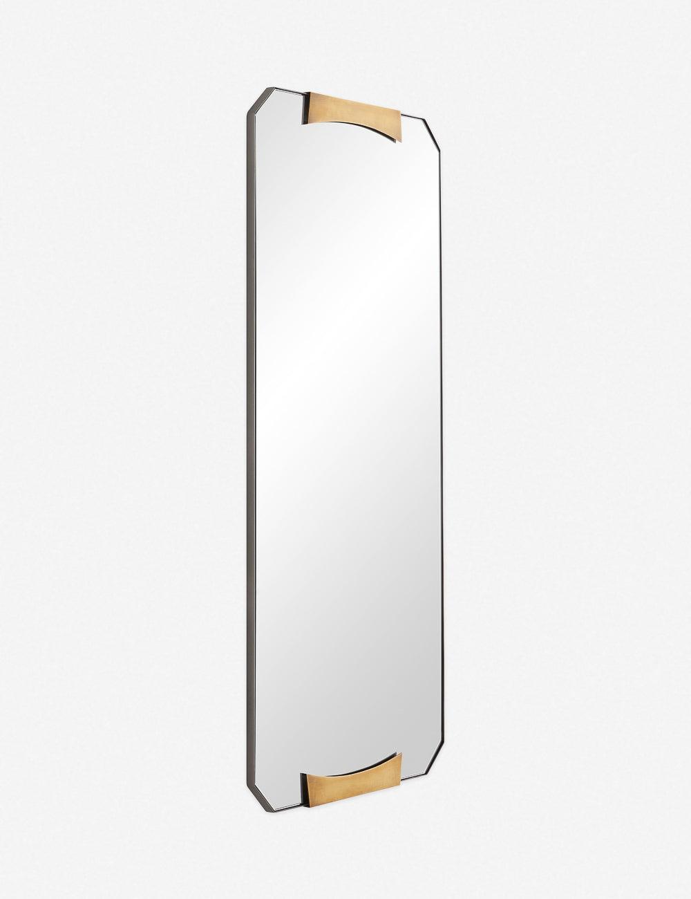 Kris Antique Brass Geometric Rectangular Mirror 48.5"