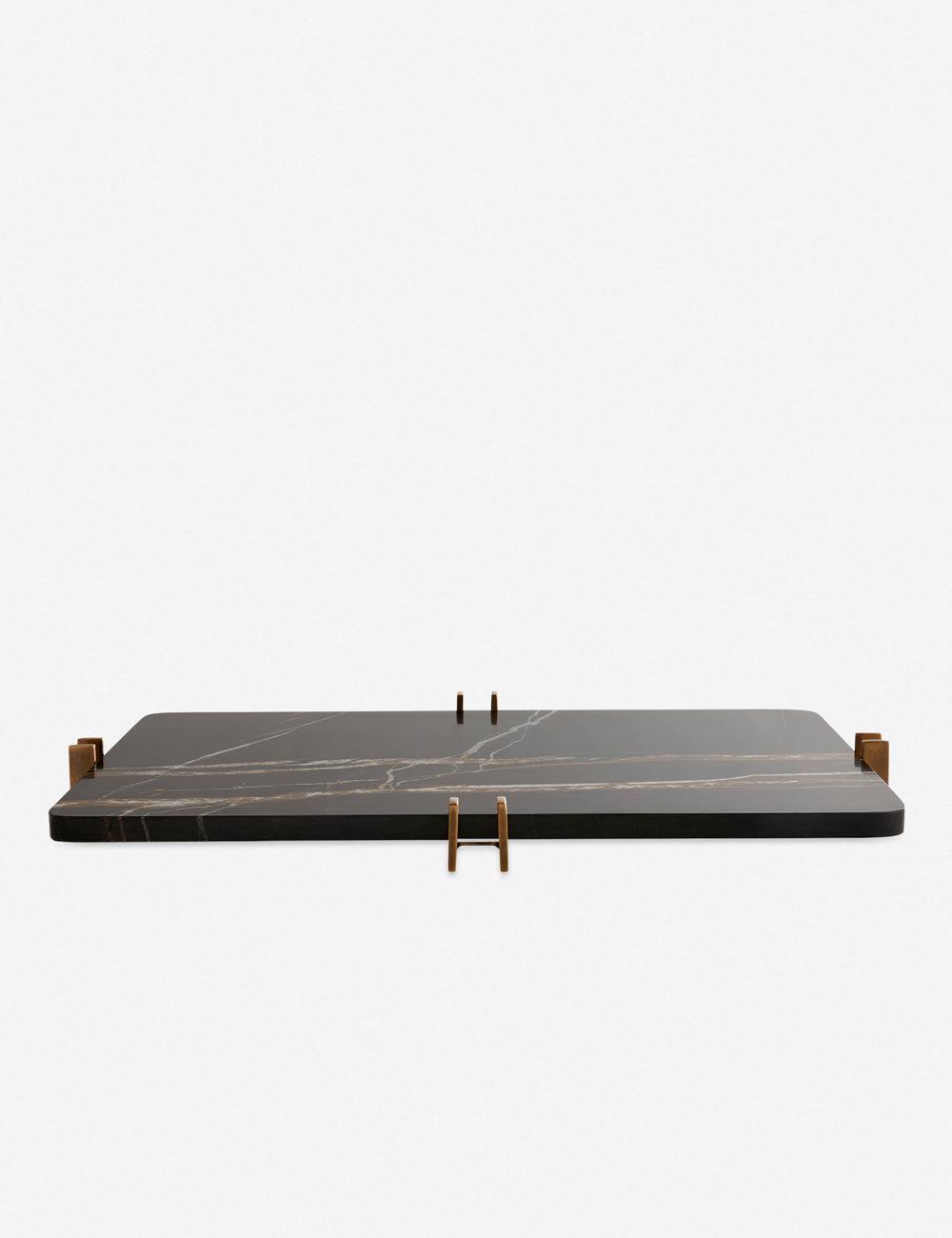 Lockhart Rectangular Metal Base Tray with Bengal Marble