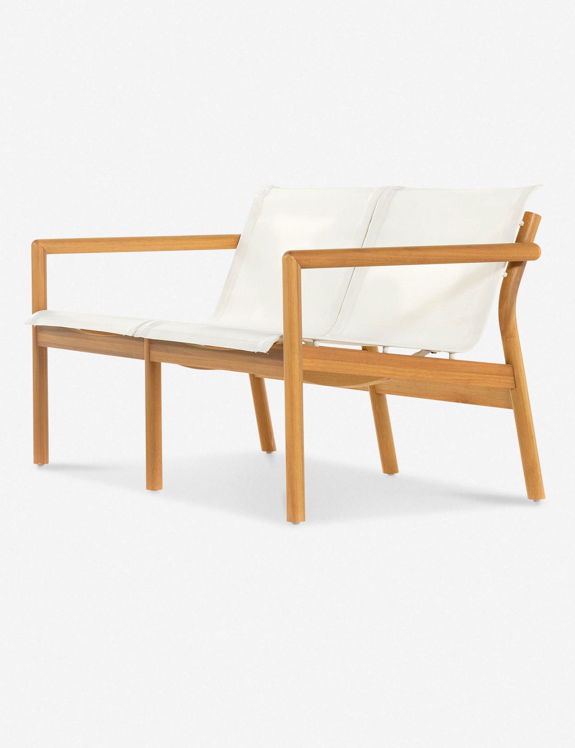 Kaplan Modern Two-Seat Outdoor Loveseat in Matte Ivory and Brown