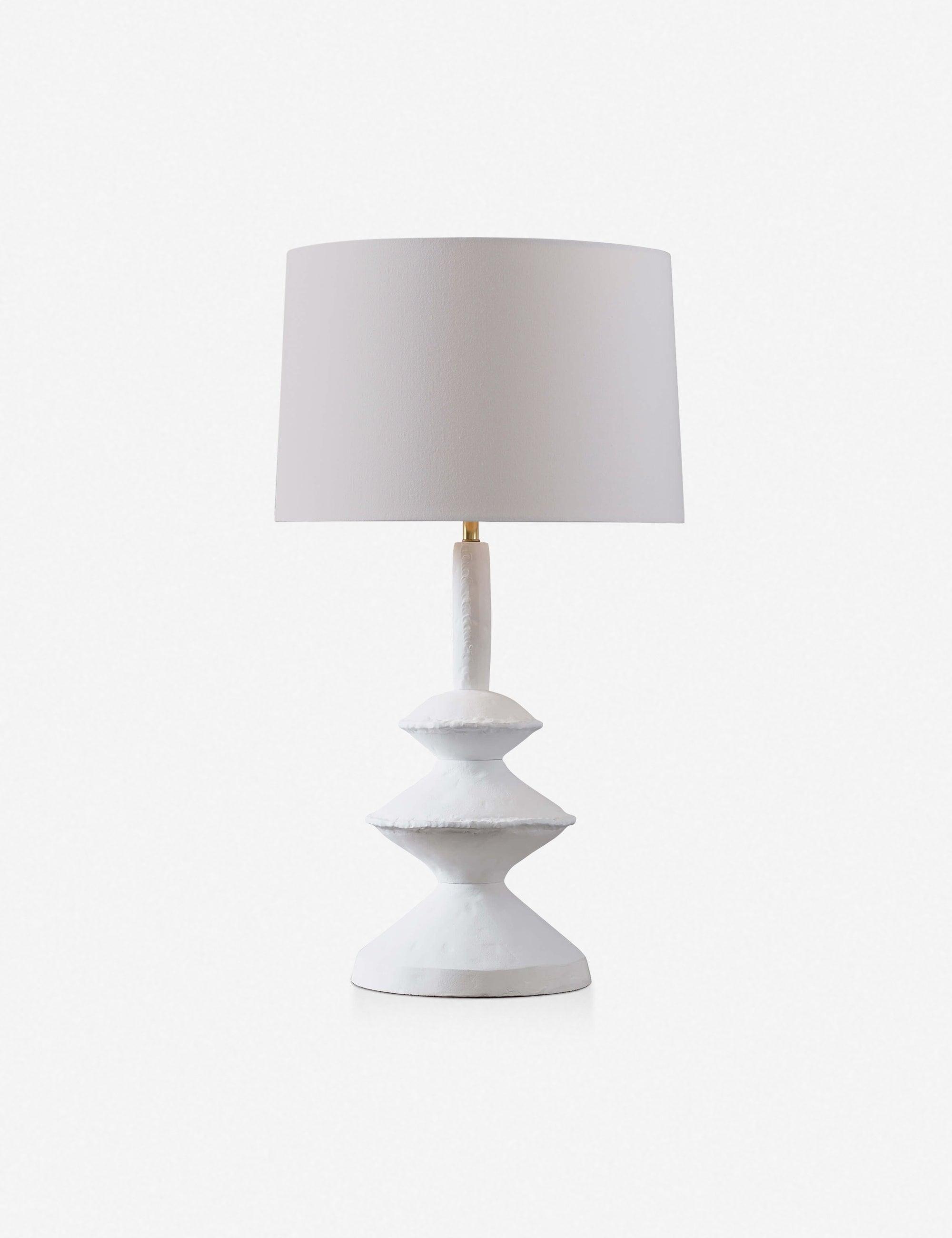 Elegant Hope 28" White Table Lamp with Linen Shade and Brass Accents