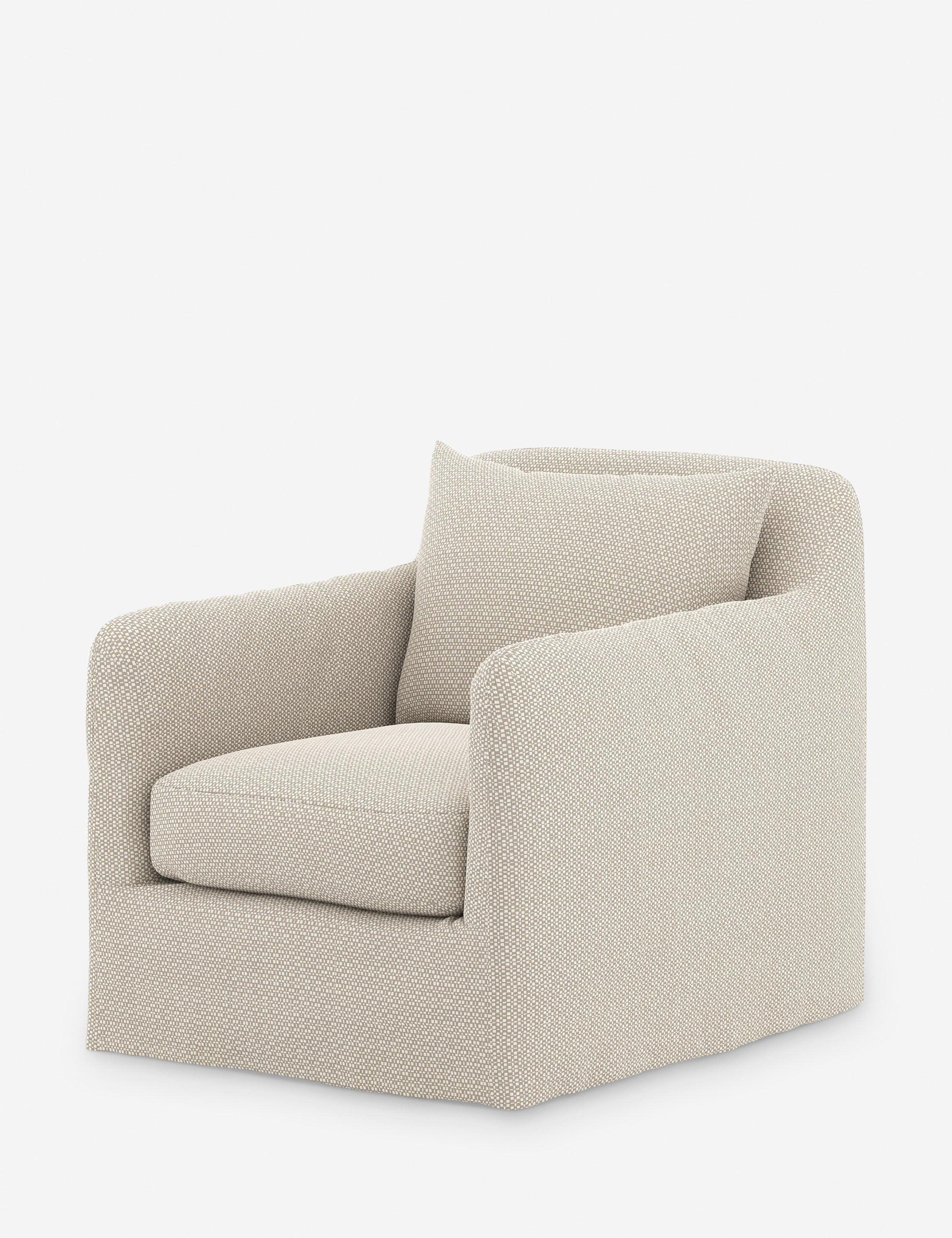 Contemporary Beige Swivel Dining Chair with Plush Cushions