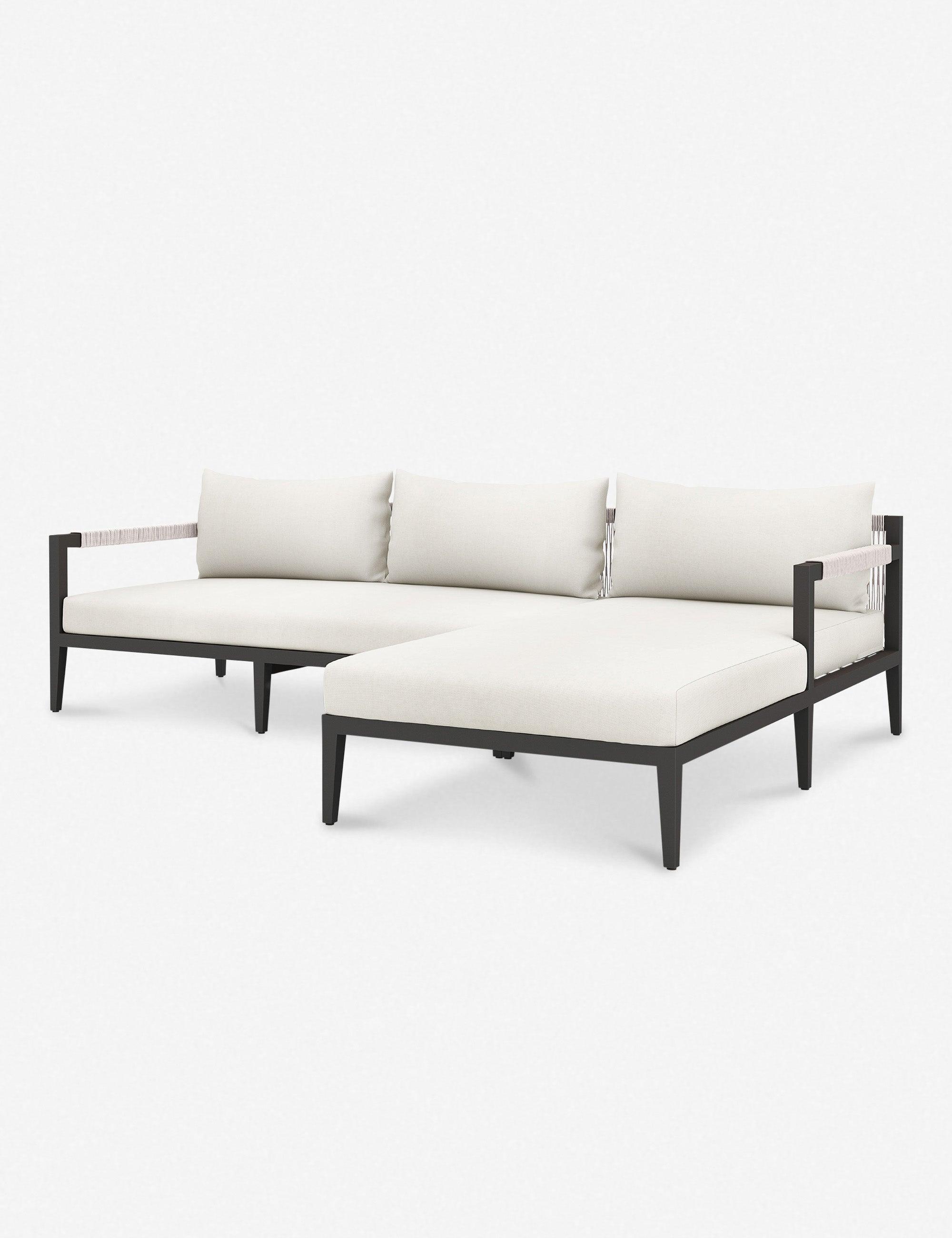 Cadenza Indoor / Outdoor Metal Sectional Sofa - Bronze/Ivory / Right-Facing