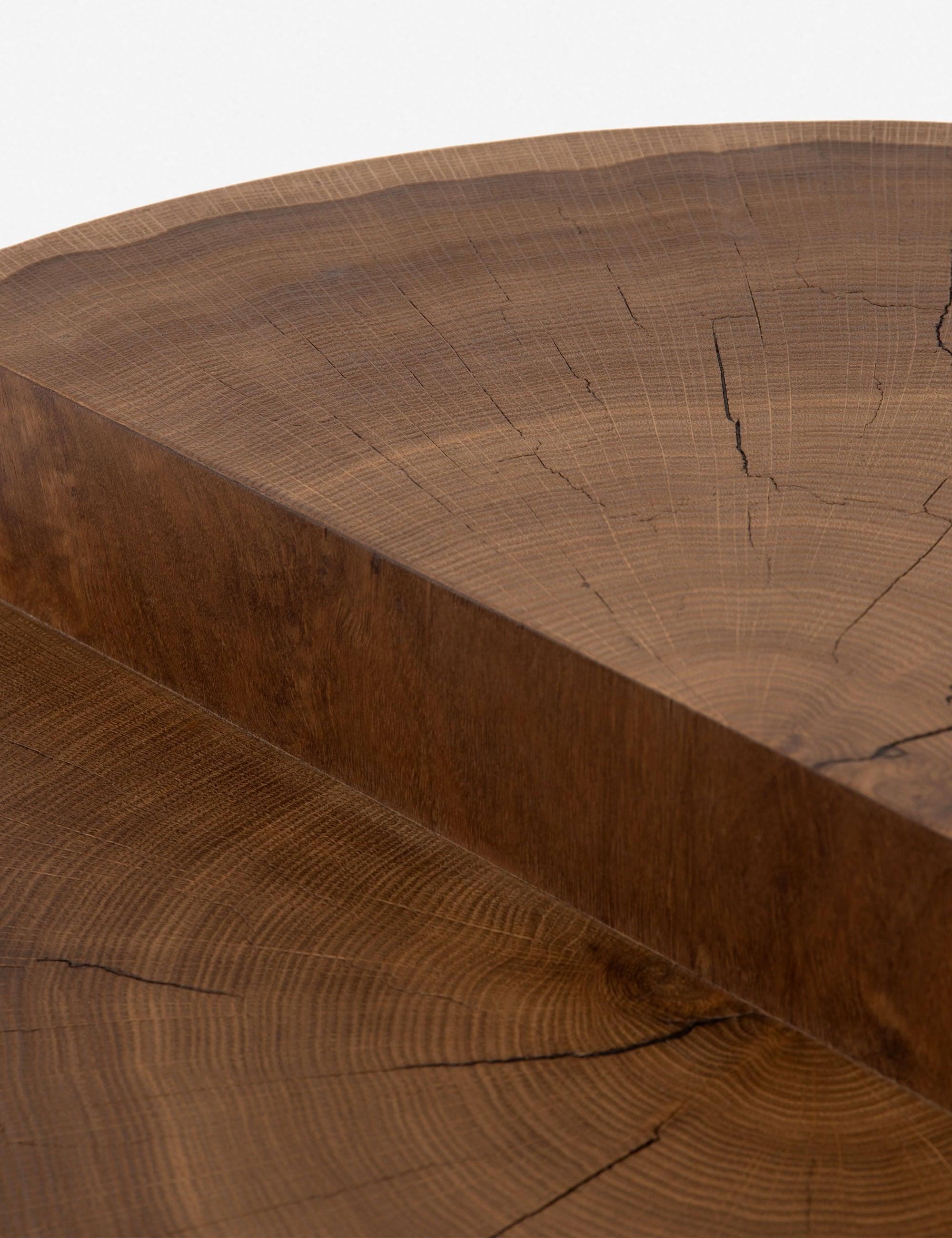 Modern Caramel Oak Round Coffee Table, 28 Inch