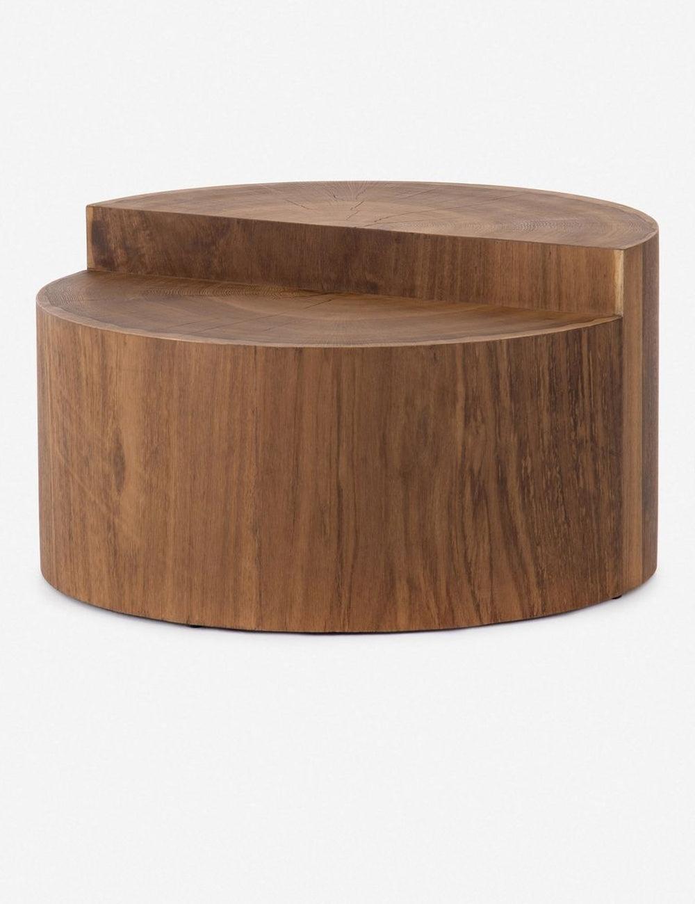 Modern Caramel Oak Round Coffee Table, 28 Inch