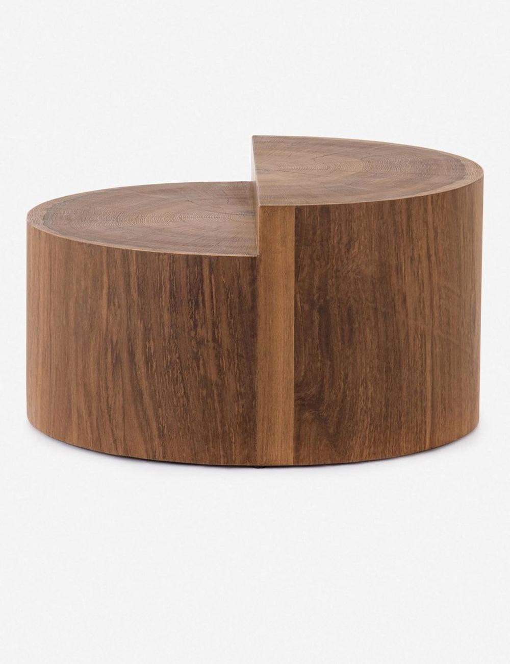 Modern Caramel Oak Round Coffee Table, 28 Inch